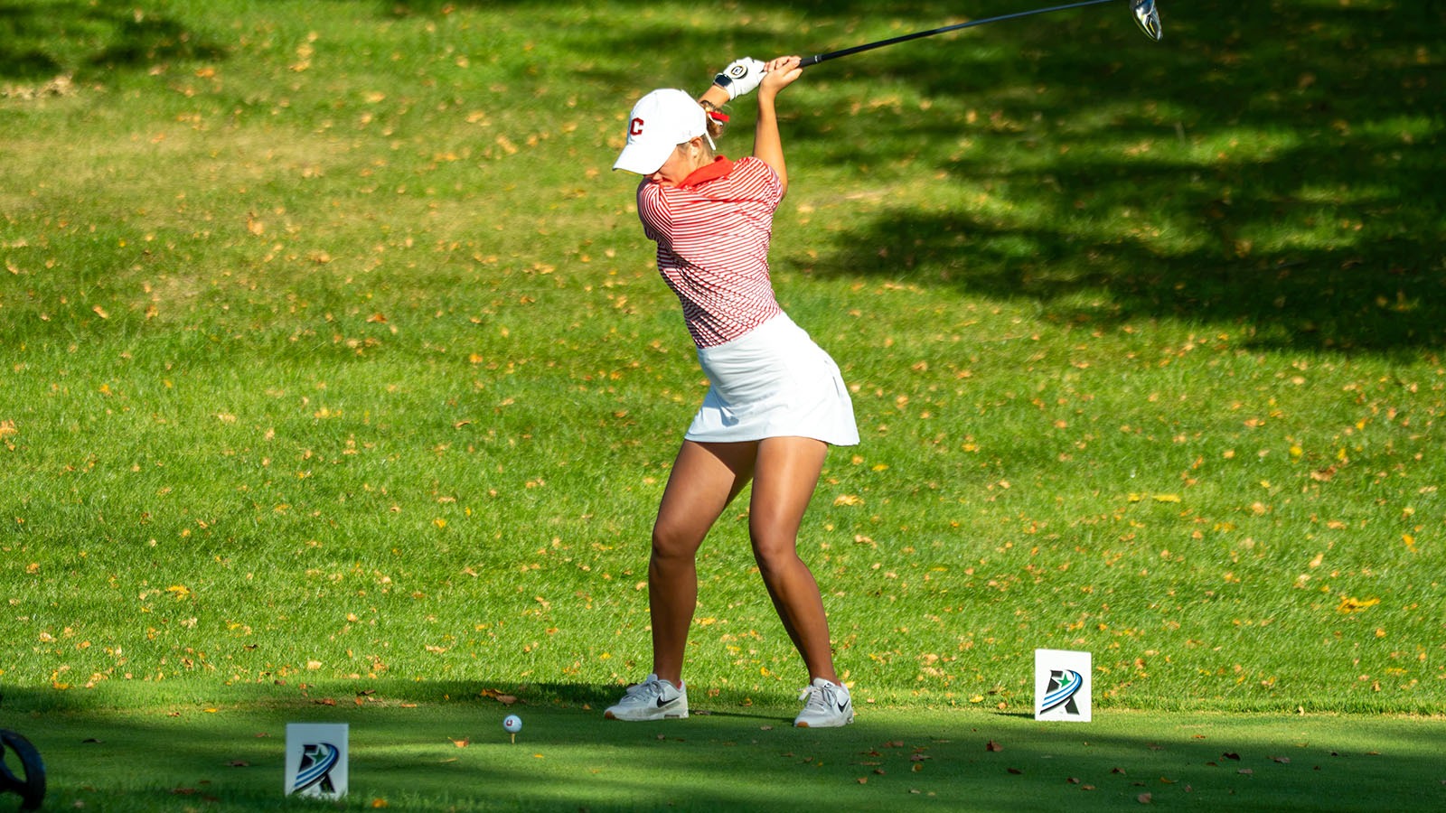 Allie Pfantz teeing off during A-R-C Championships