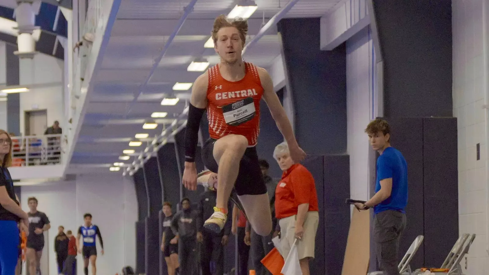 Kale Purcell jumping at A-R-C Indoor Championships