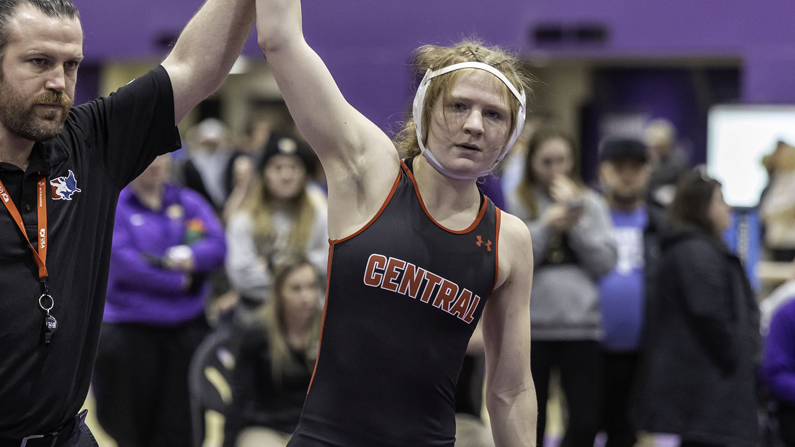 Esther Belzer hand raised in victory