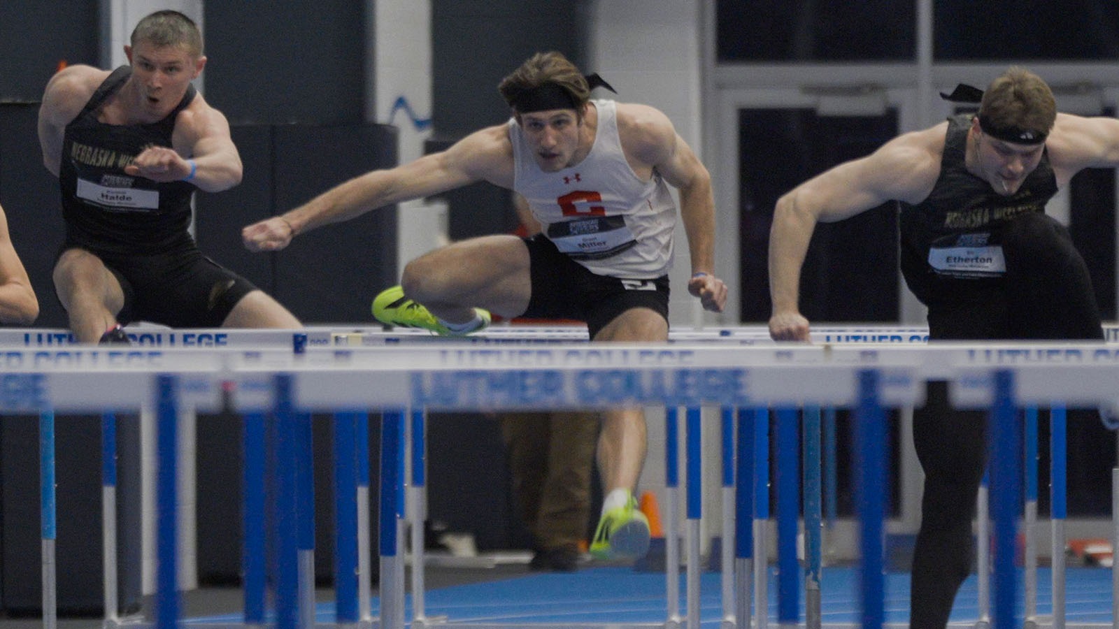 Grant Miller hurdling at A-R-C Indoor championships