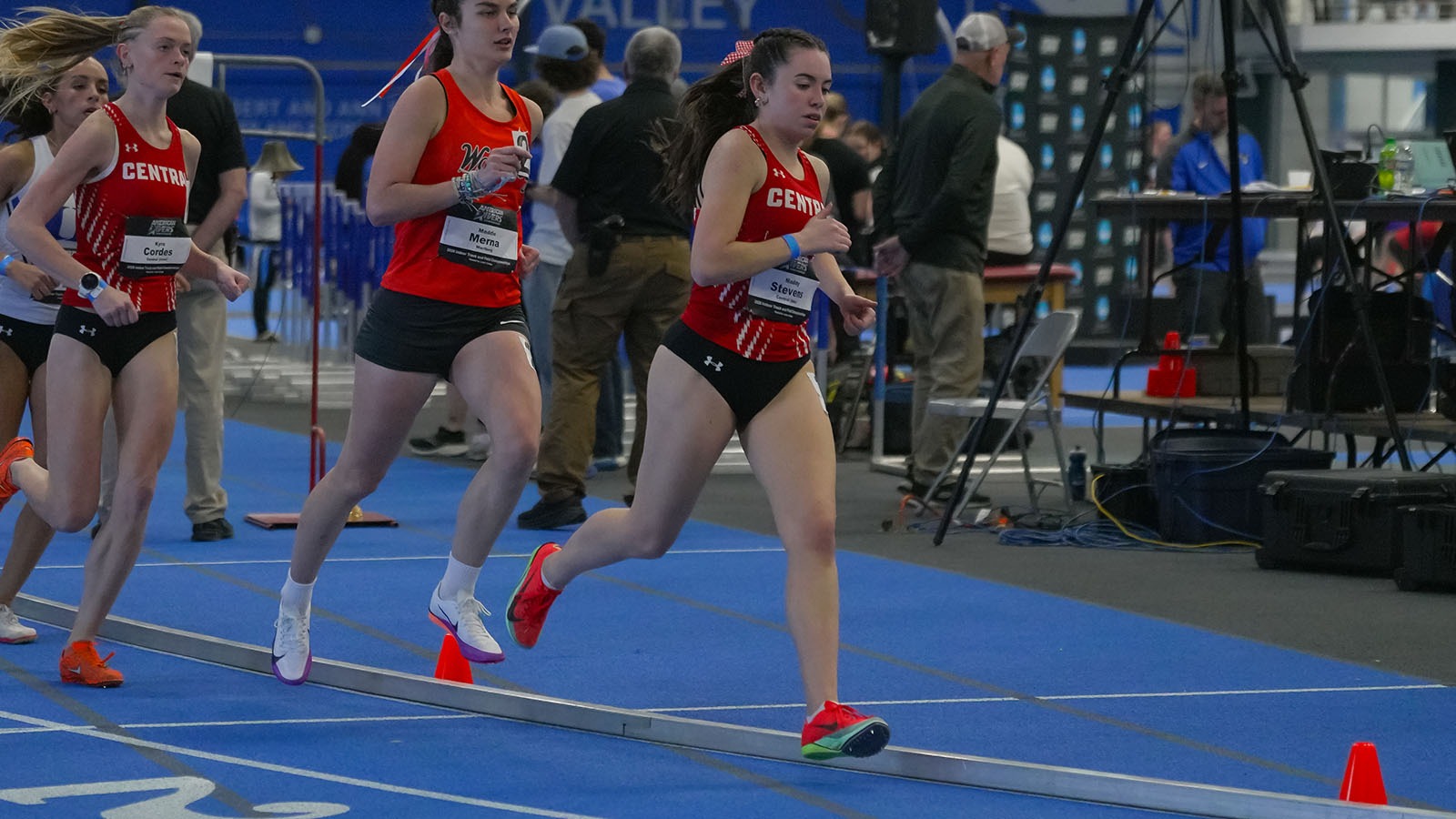 Maddy Stevens leads the group at conference race
