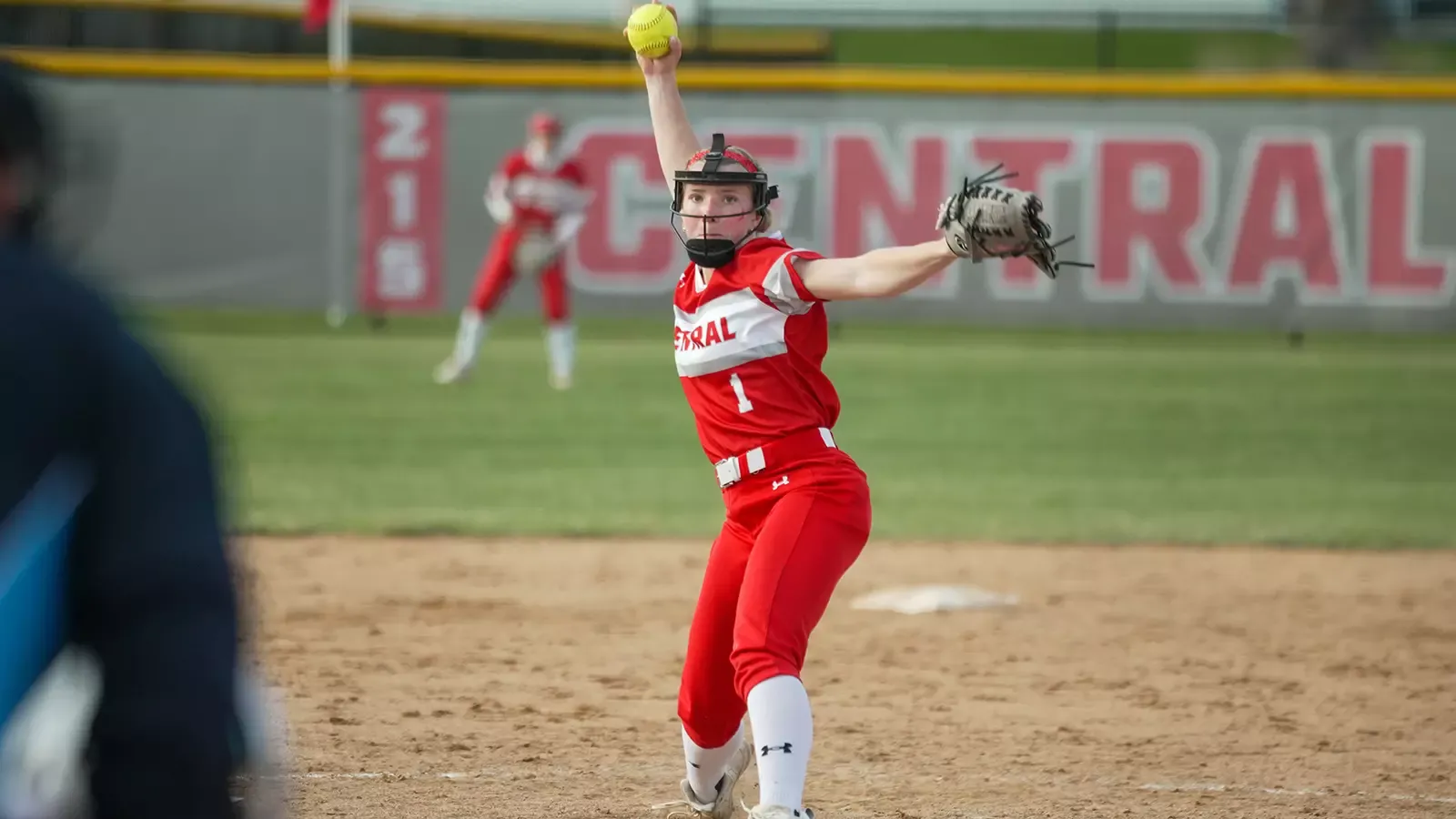 Ella Morse pitching against Bethany Lutheran