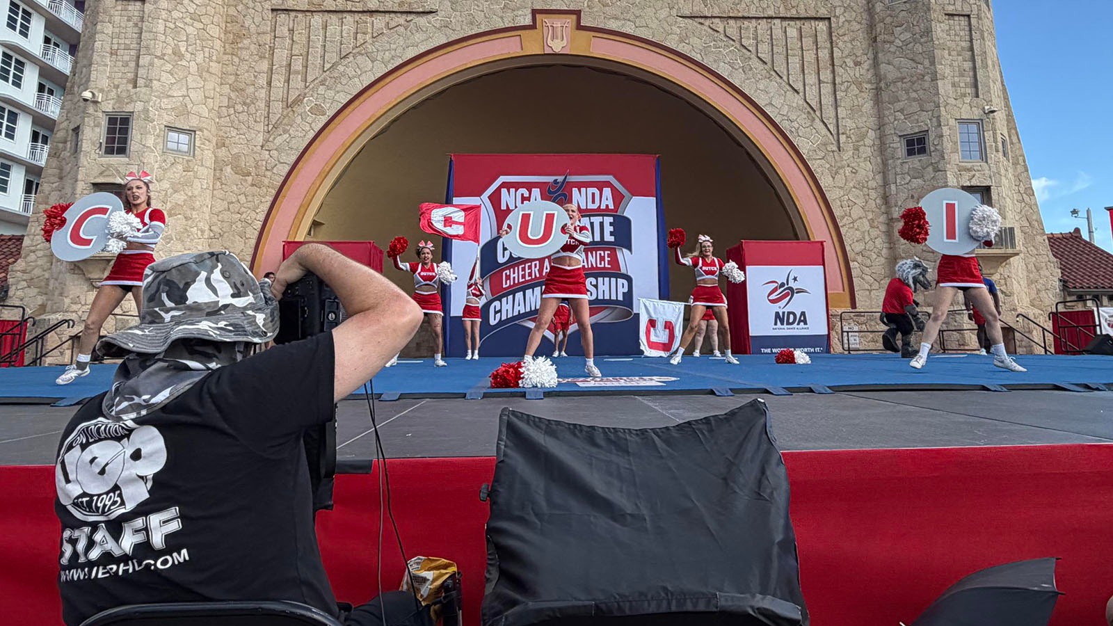 2026 Central team competing outdoors at cheer national meet