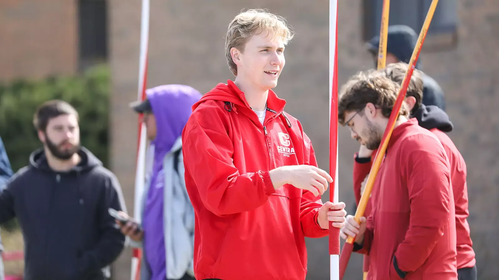 Gage Huyser before competing in the javelin throw at Central Invitational