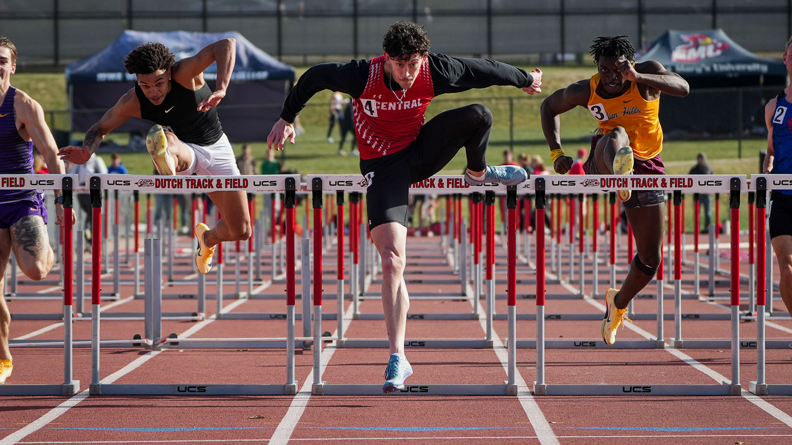 Gunner Meyer clears final hurdles over 110-meter hurdle race