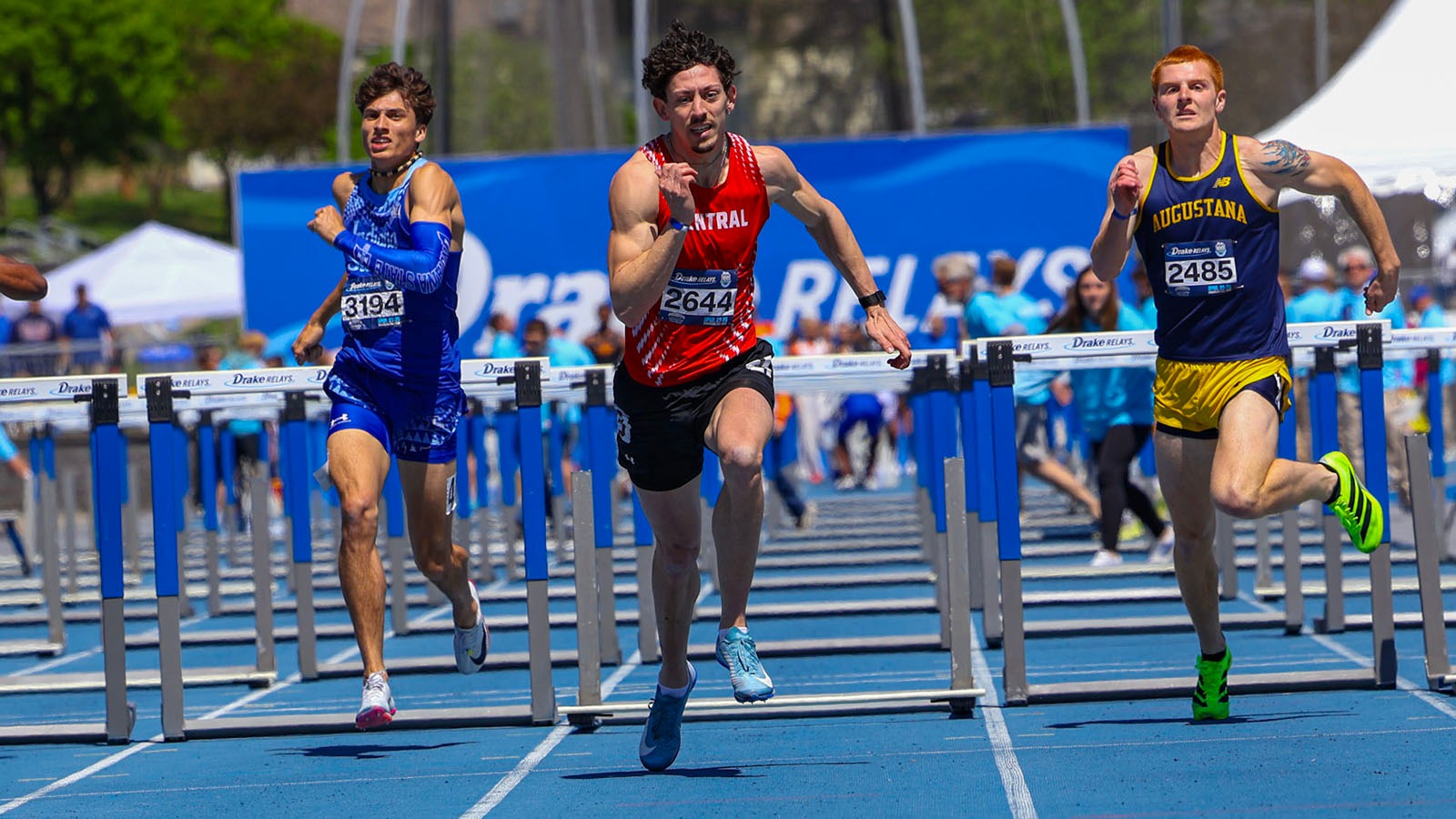 Gunner Meyer finishes the hurdle prelims