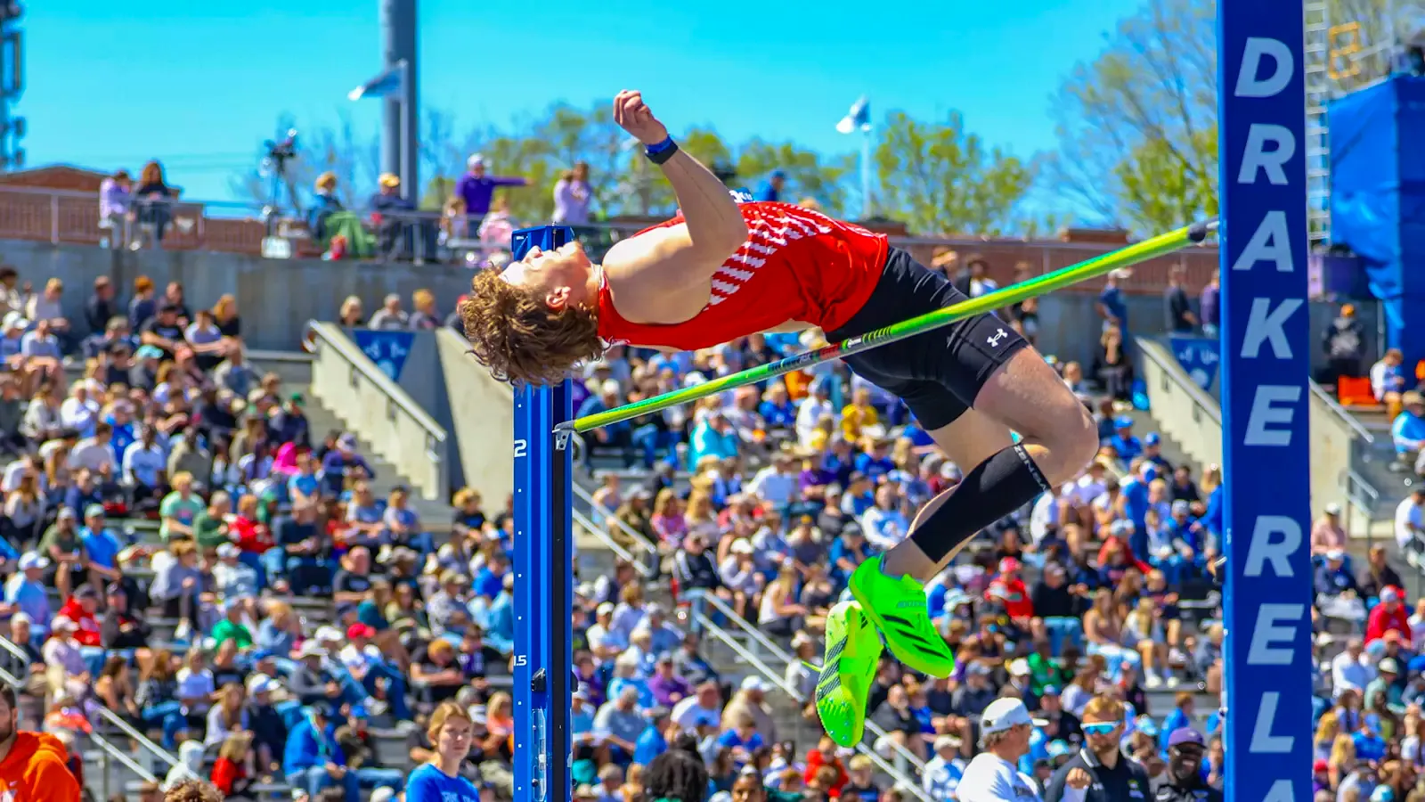 Lance Bunde high jumping at Drake