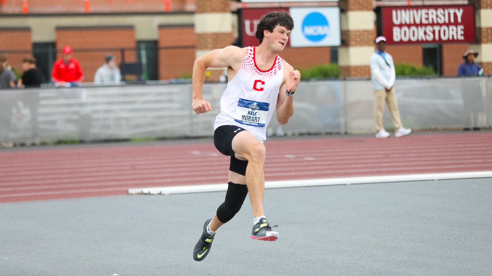 Kale Hobart approaches high jump pit at NCAA outdoor championships