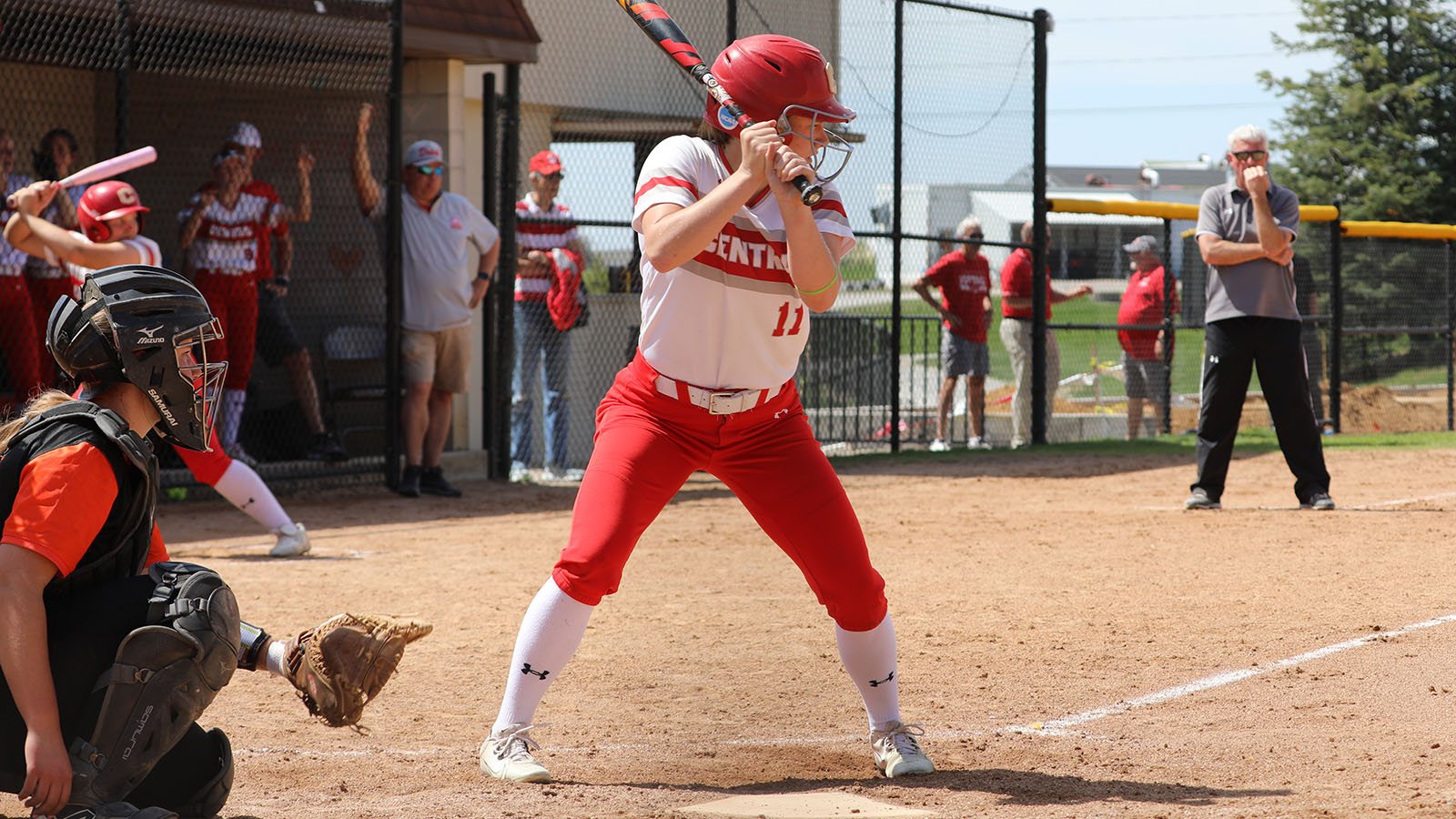 Emma Anderson waits for pitch against Wartburg