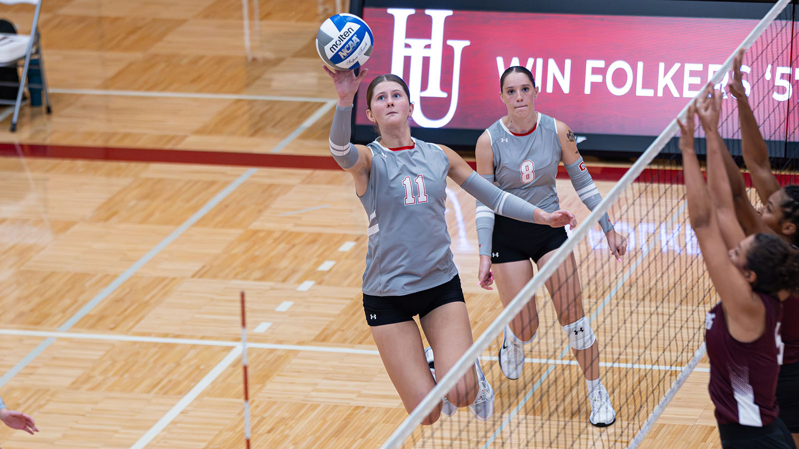 Kaitlyn mumm tip shot against Augsburg