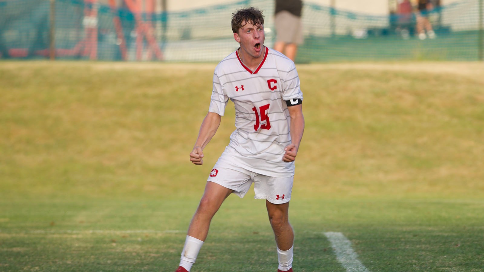 Mason Simmons celebrates after winning PK