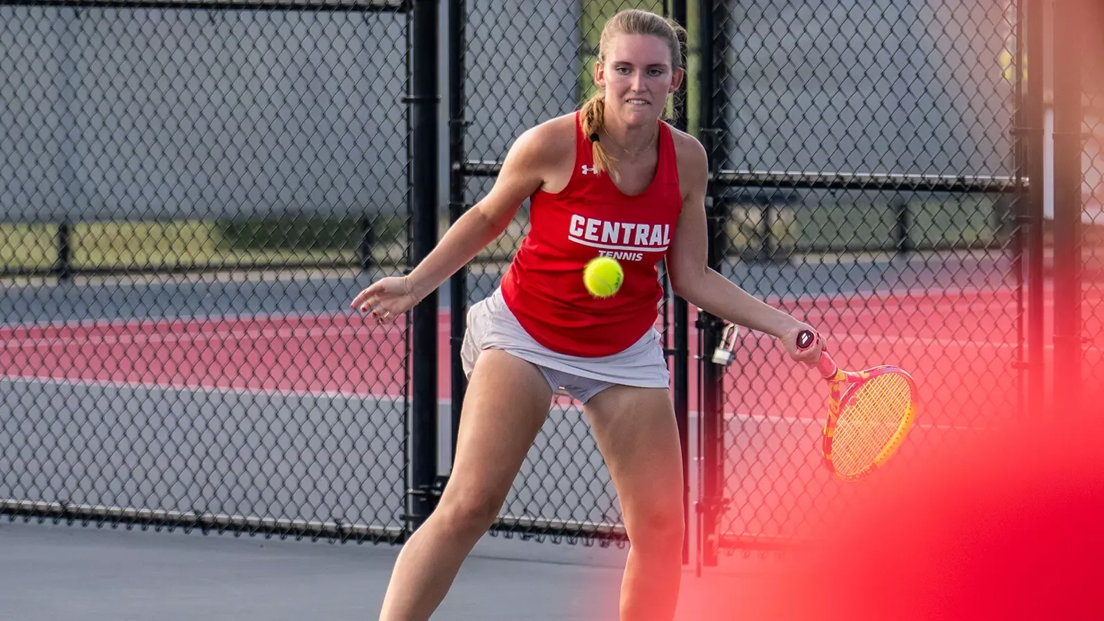 Sidney Peterson about to hit a forehand shot