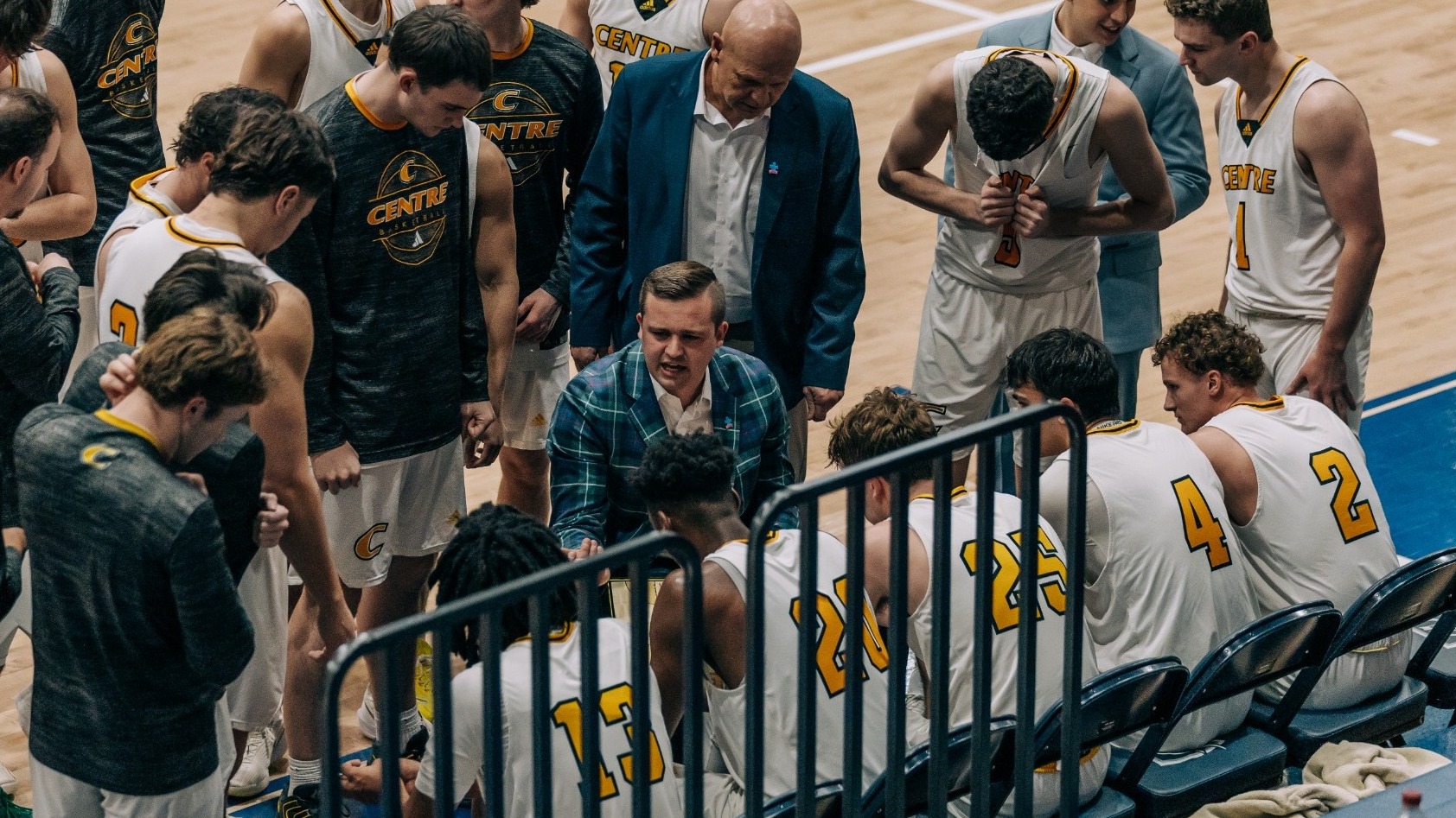 Gavin Root in huddle