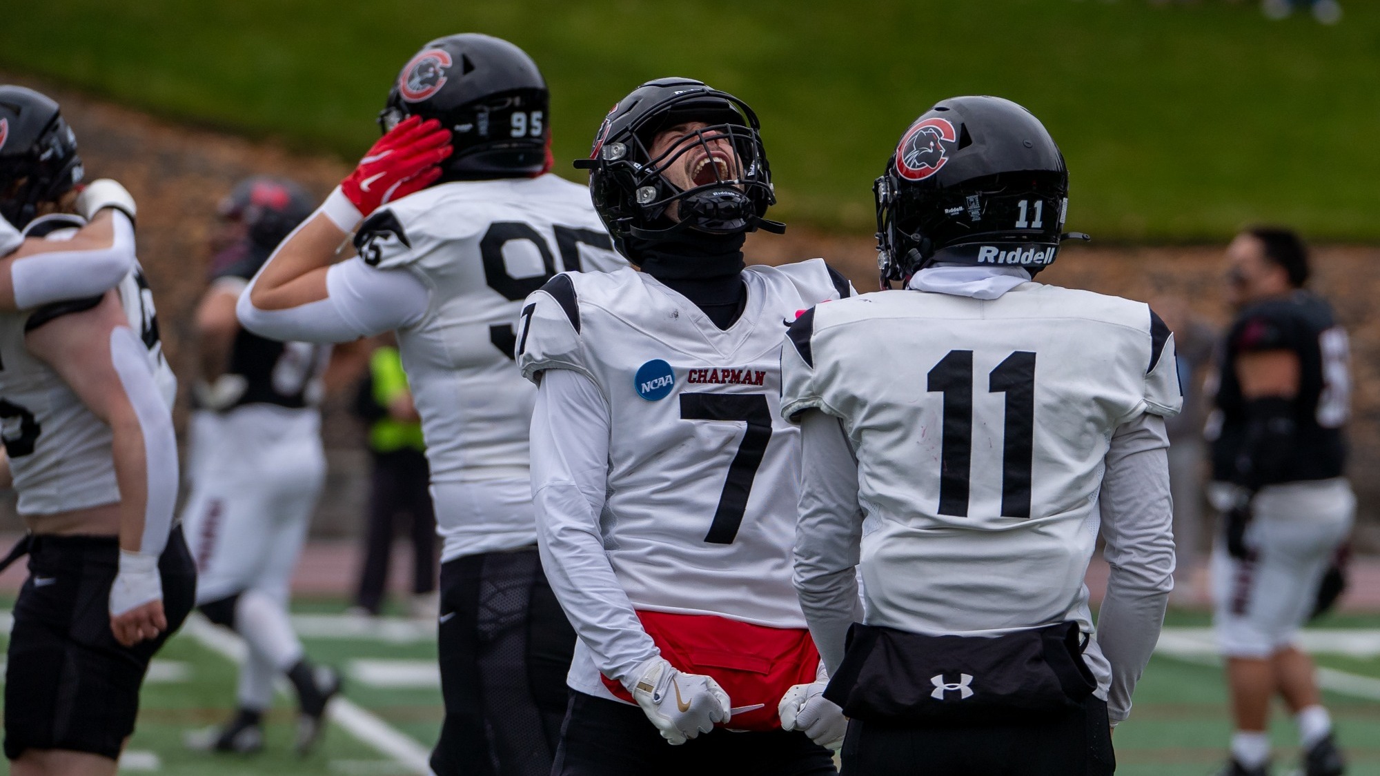 Miles Grossman screams with excitement after winning the game.