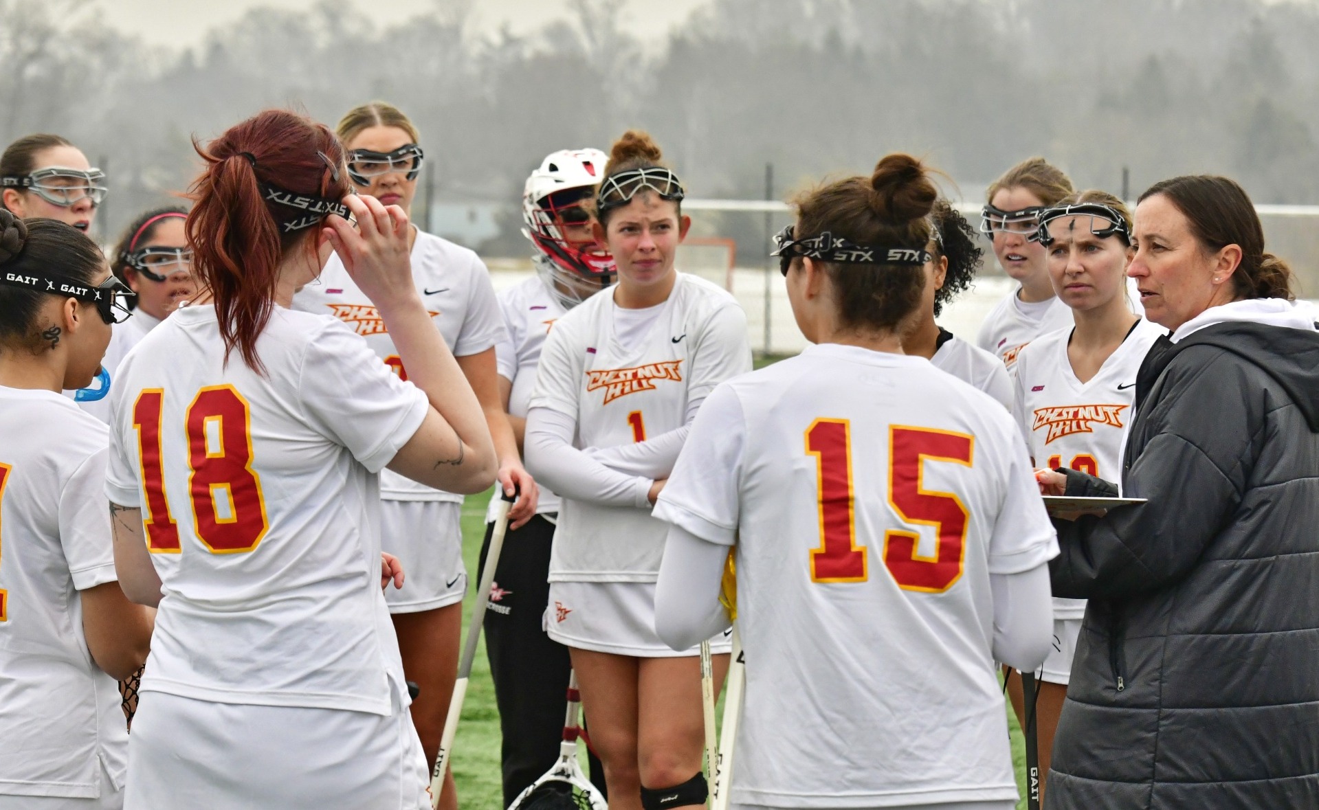 Lacrosse team huddle