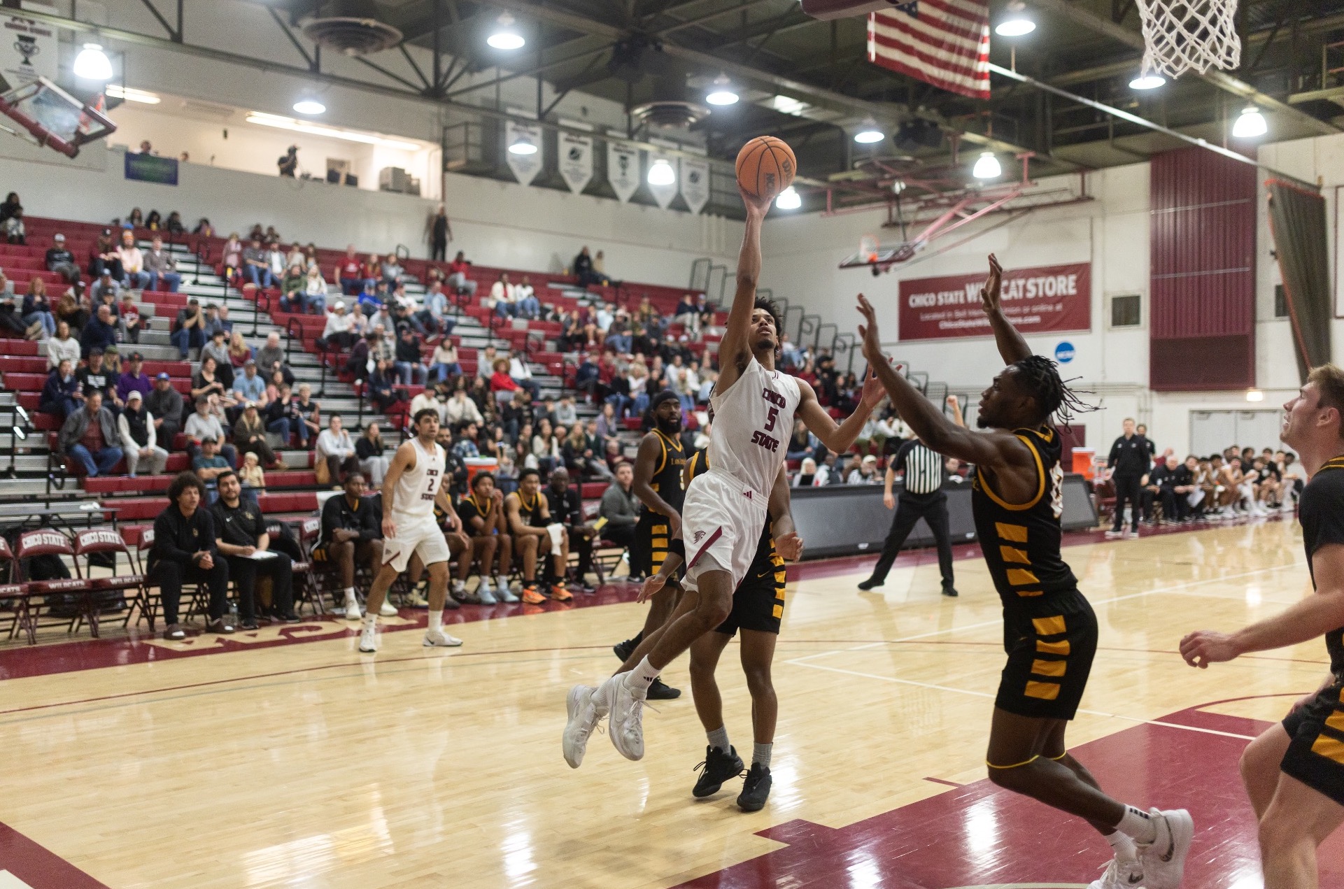 Jeremy Dargan lays up the ball against the Golden Eagles