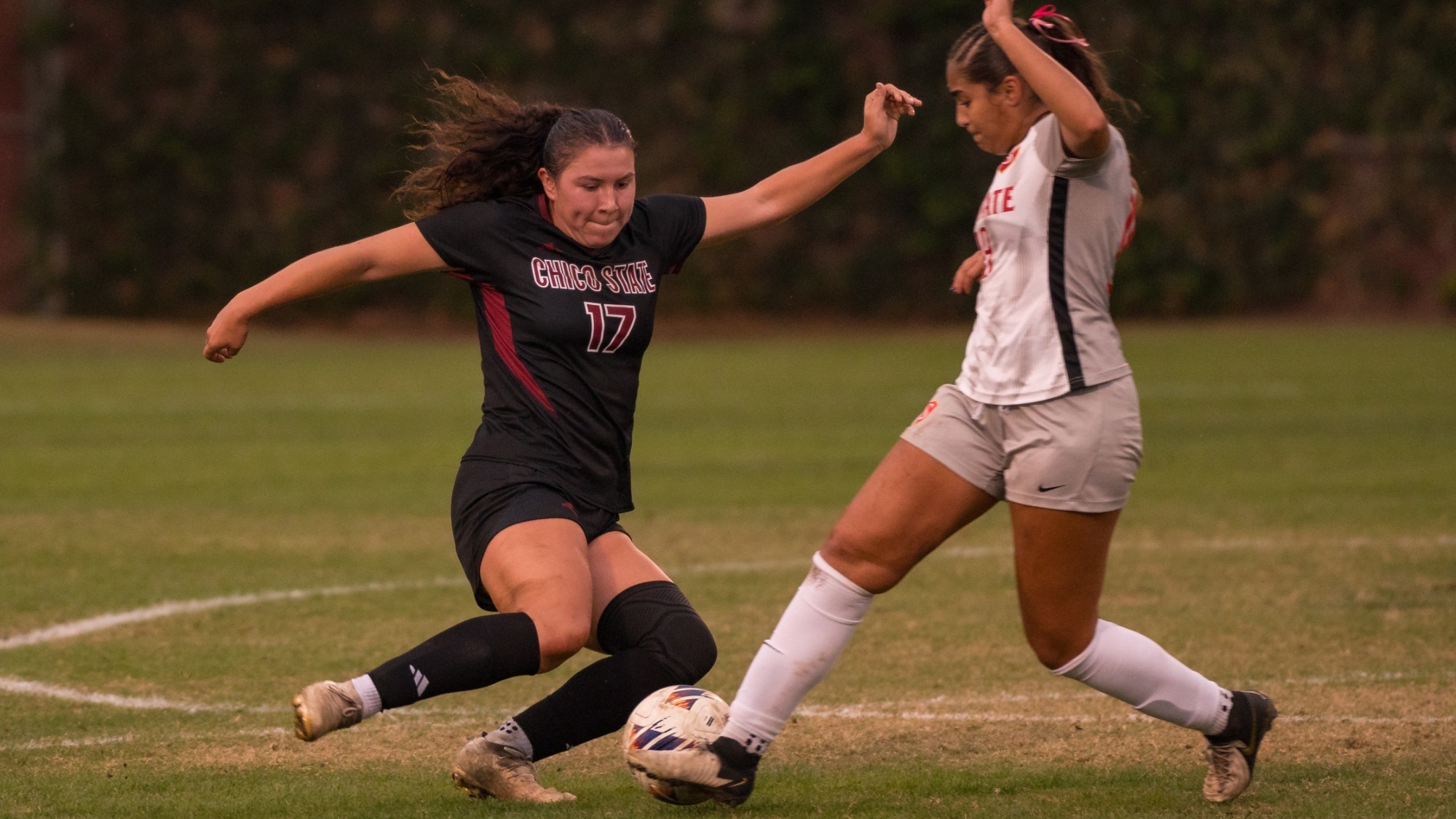 Chico State Wildcats’ #17 Natalie Nevarez plays against Stanislaus State Warriors in the second half of their Women's Soccer (WSOC) game on Thursday, October 22, 2026 in Chico, Calif.(Jason Halley/University Photographer/Chico State)