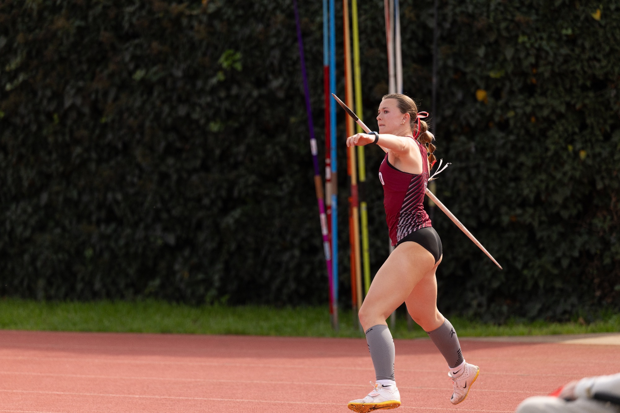 Talynn Schroeder throwing javelin at the 2026 Chico State Multis Classic