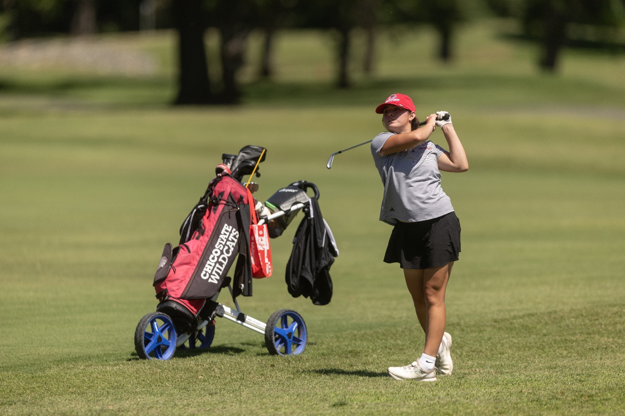 Sienna Garcia holds her finish after an iron shot at the Wildcat Invitational 2026 at Butte Creek Country Club