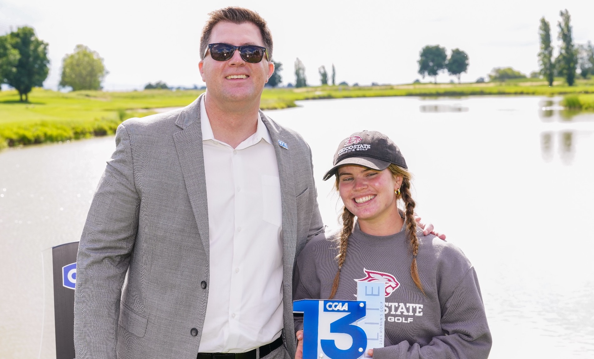 Brooke Pelletier accepting her Elite 13 Award at the 2026 CCAA Women's Golf Tournament