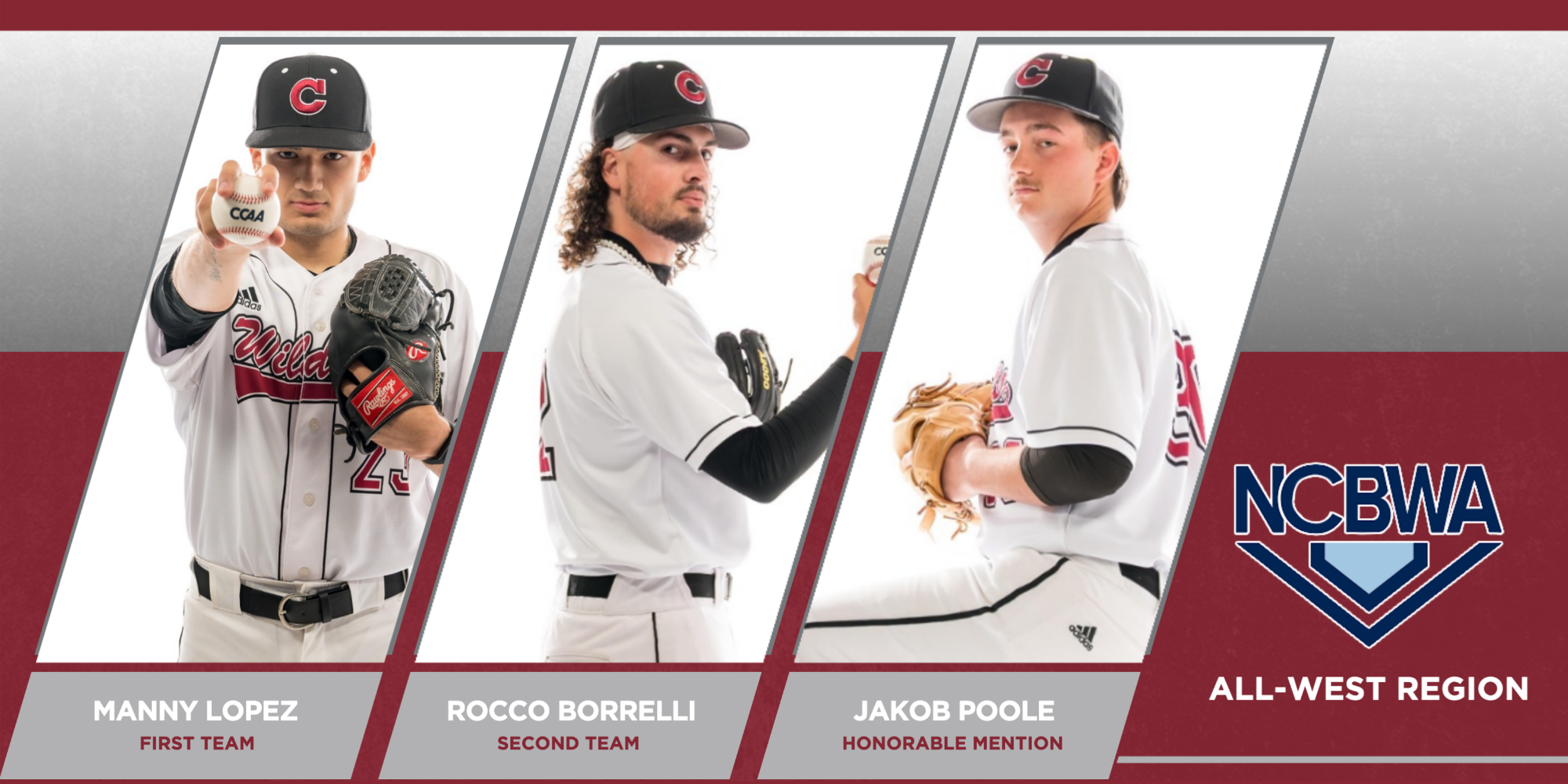 Lopez, Borrelli, Poole NCBWA All-West Region