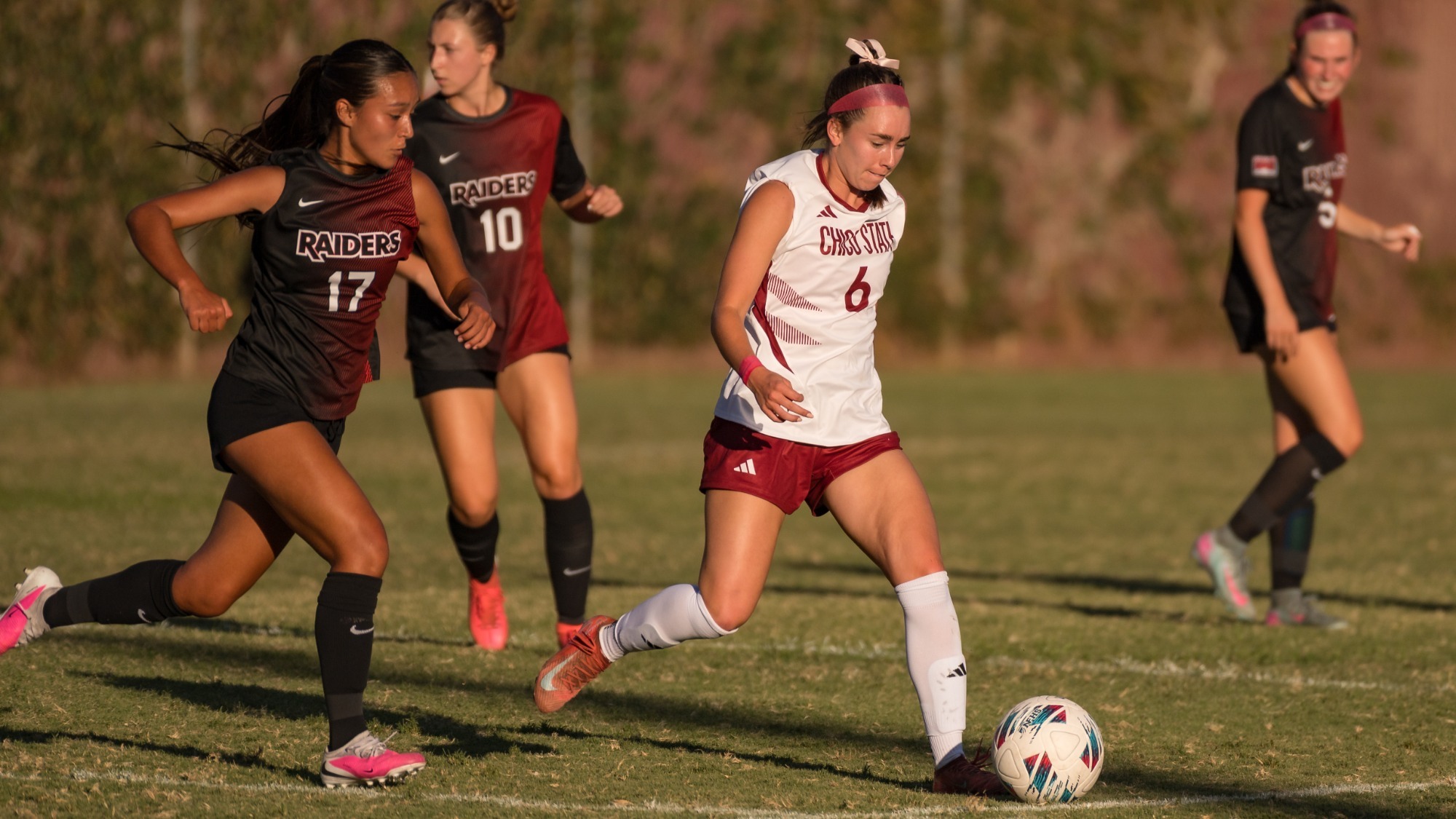 Chico State Wildcats’ #6 Olivia Hohnstein against Southern Oregon in the first half of their Women's Soccer (WSOC) game on Saturday, August 15, 2026 in Chico, Calif.(Jason Halley/University Photographer/Chico State)