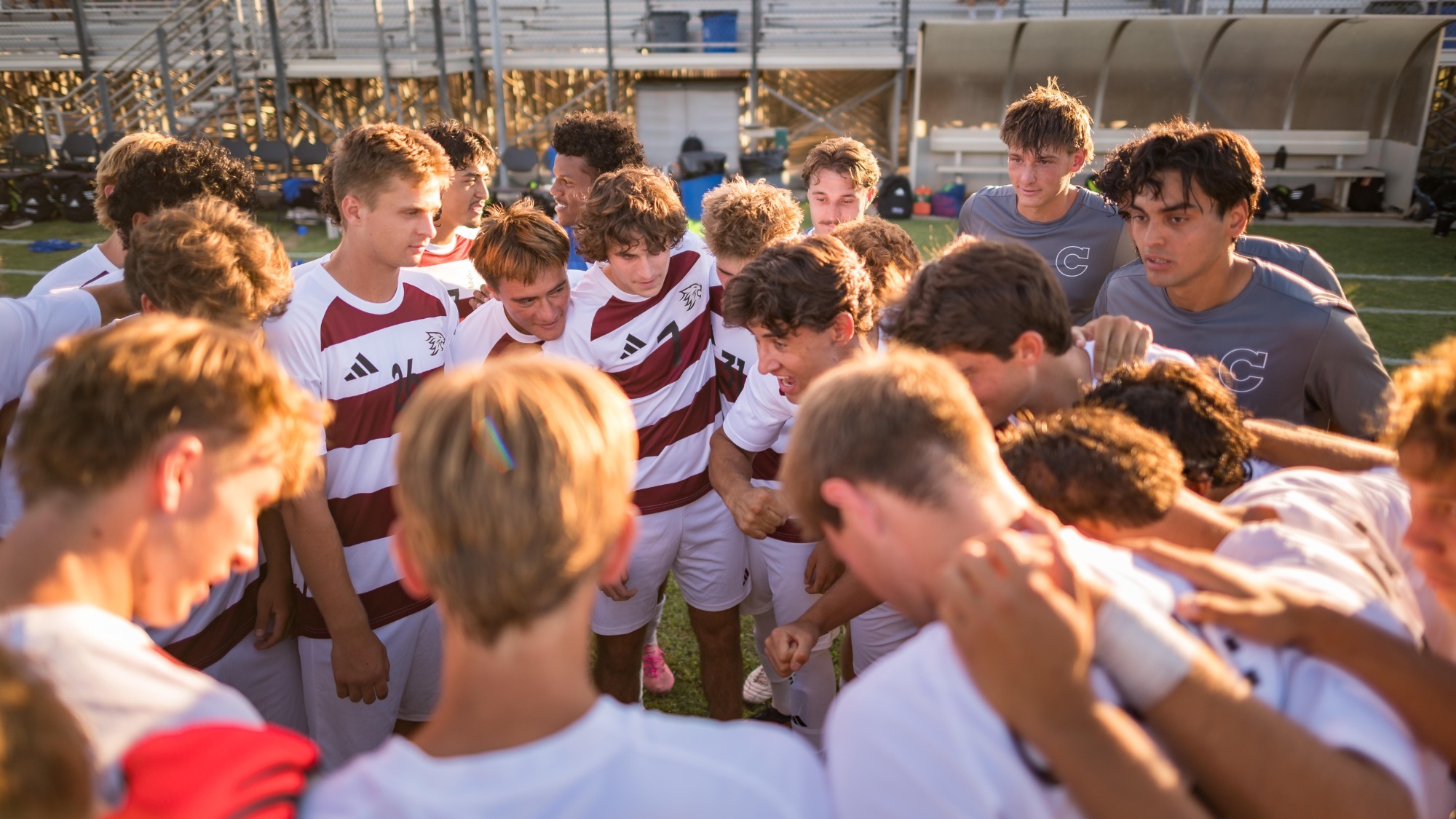 Chico State Wildcats’ team warm up against Cosumnes River College Hawks before the first half of their Men's Soccer (MSOC) scrimmage game on Wednesday, August 19, 2026 in Chico, Calif.(Jason Halley/University Photographer/Chico State)
