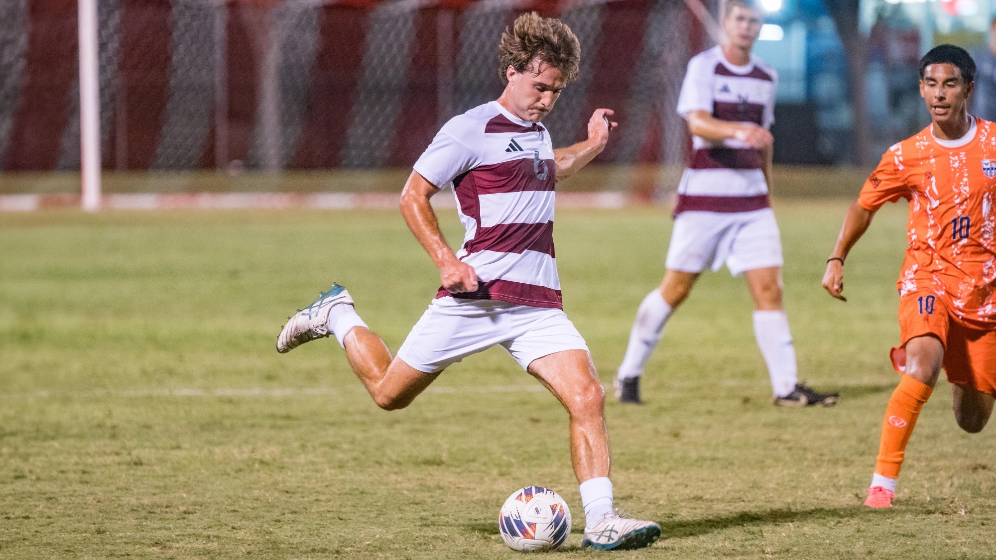 Chico State Wildcats’ #6 Cooper Stephens against Cosumnes River College Hawks in the second half of their Men's Soccer (MSOC) scrimmage game on Wednesday, August 19, 2026 in Chico, Calif.(Jason Halley/University Photographer/Chico State)