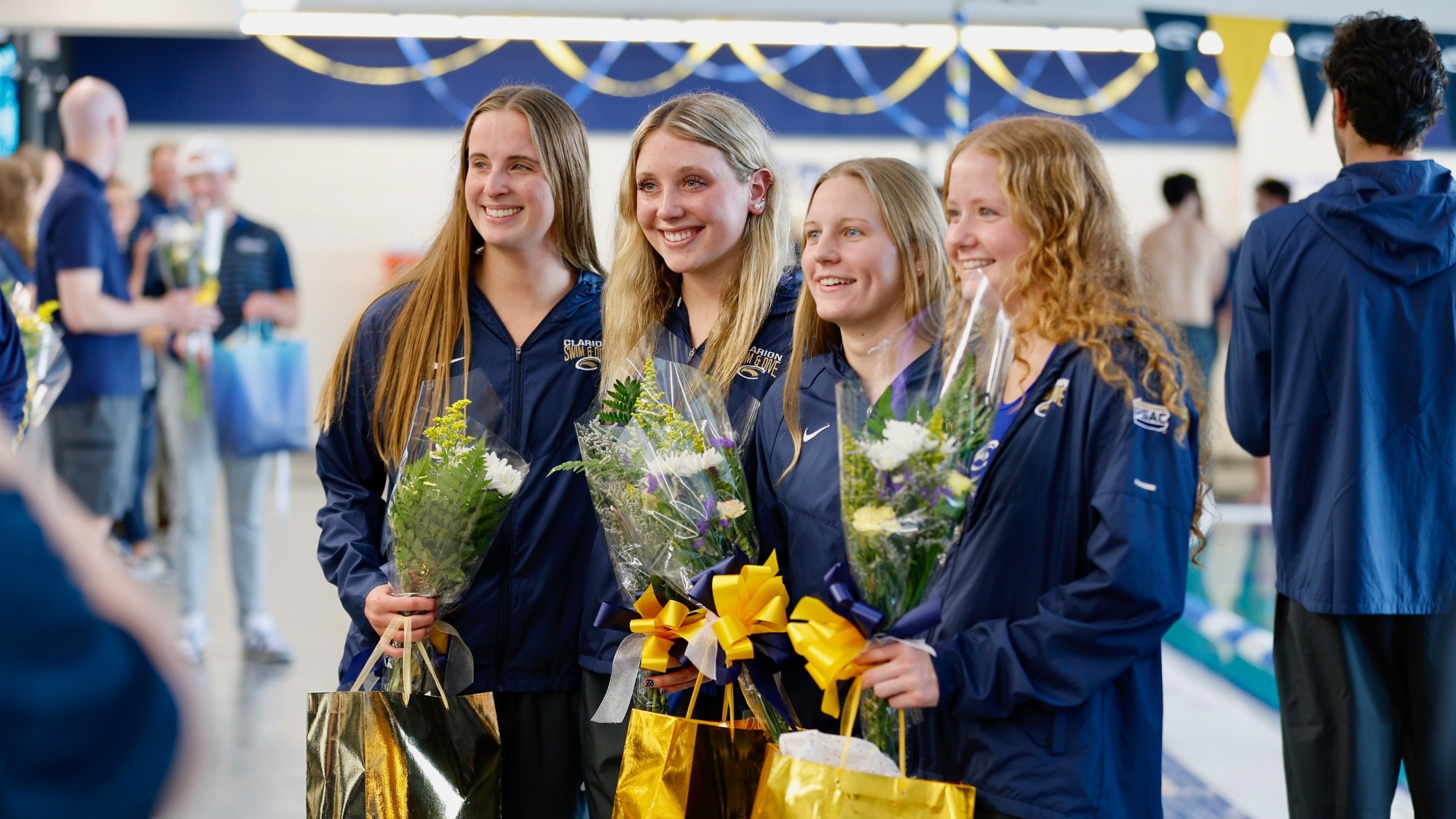 2026 women's swimming & diving senior day photo pre-meet