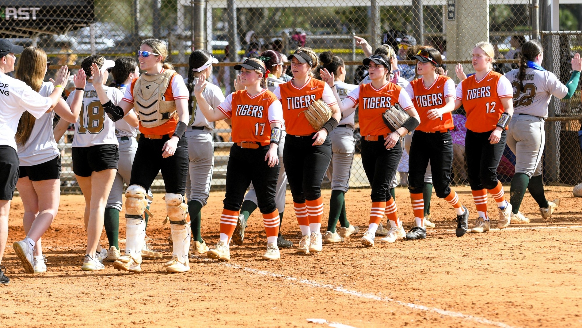Softball team vistory handshake