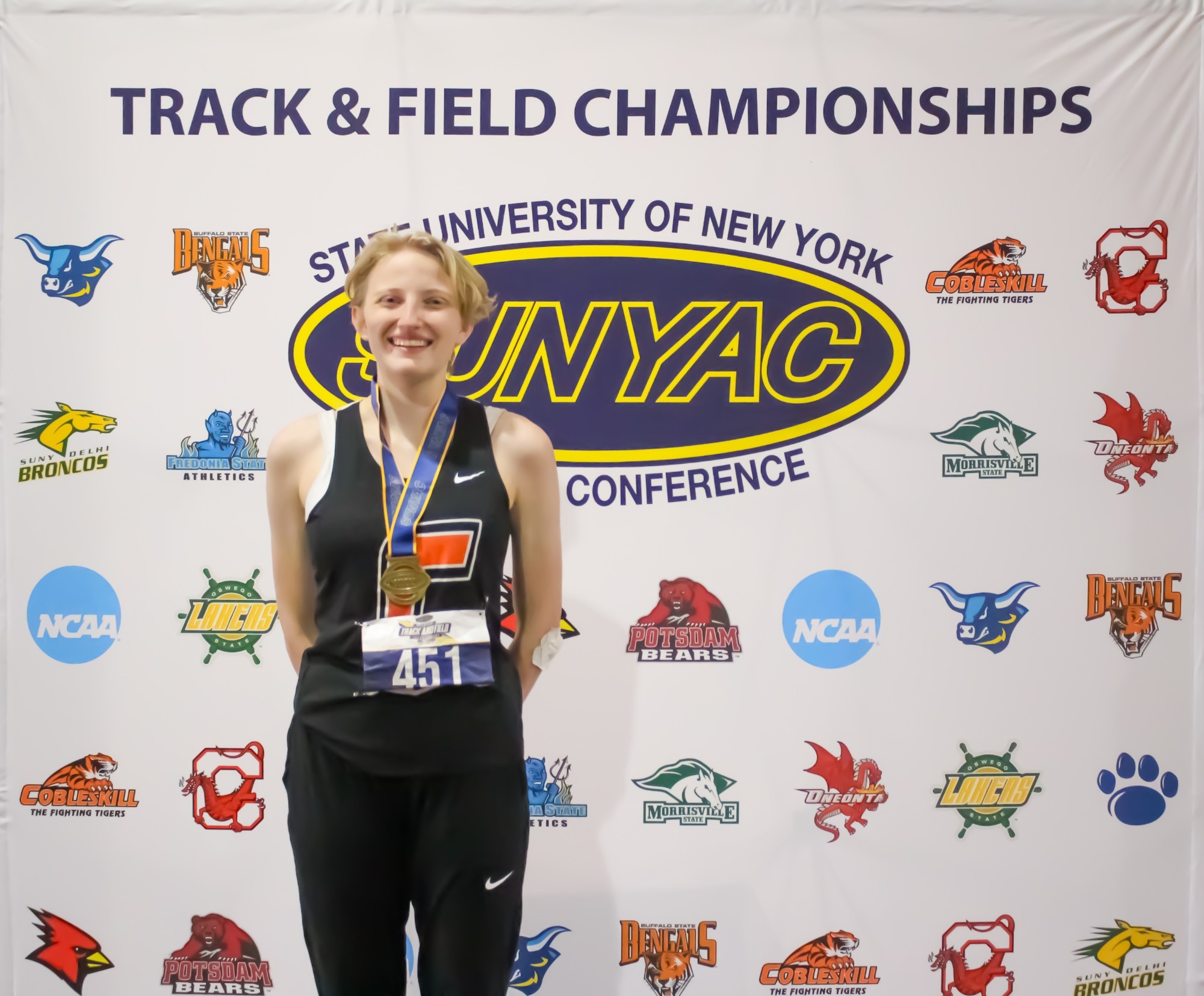 Women's Track and Field Compete at SUNYAC Champsionships; Klein wins the Heptathlon