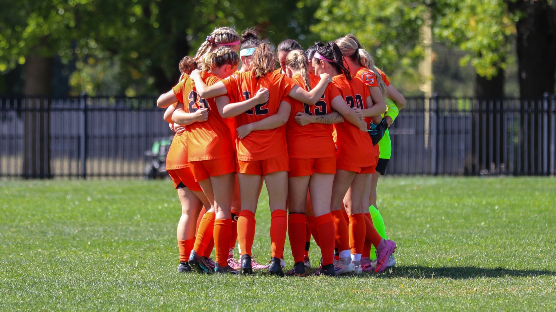 Women's Soccer Team Huddle 2025