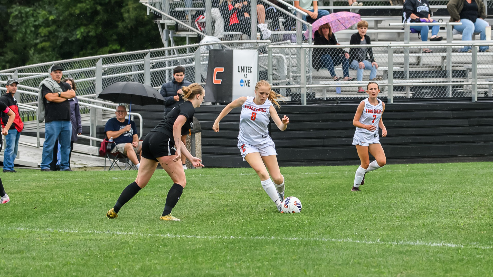 Cobleskill womens soccer Brianna Farrell taking on a defender