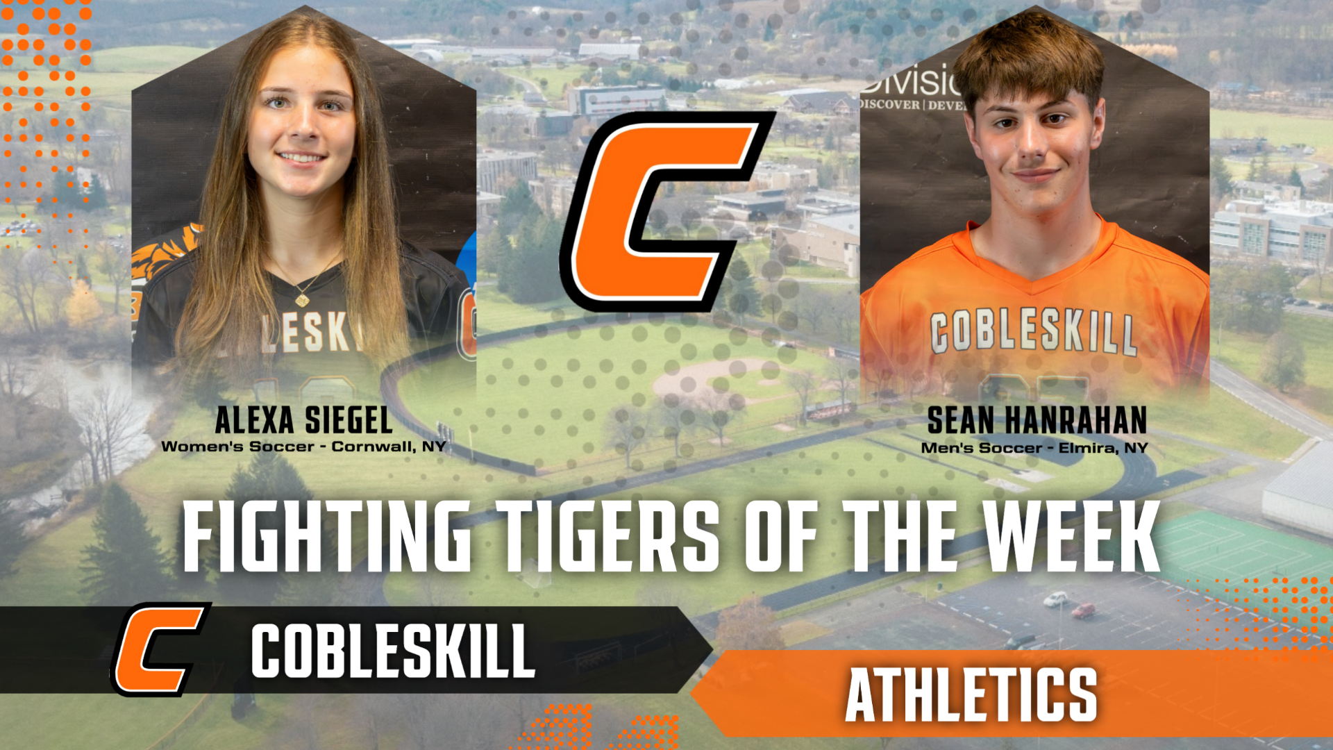 SUNY Cobleskill Announces Alexa Siegel and Sean Hanrahan as Fighting Tigers of the Week