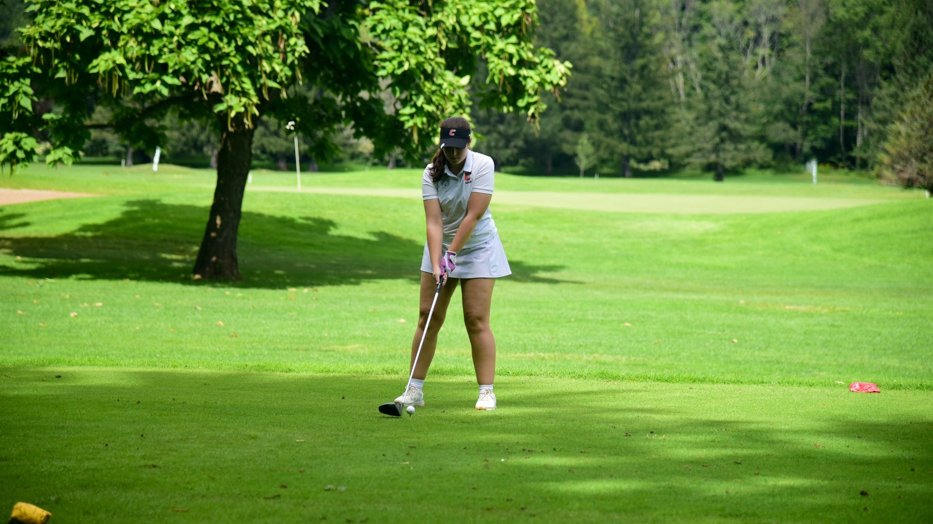 Cobleskill womens golfer Isabella Keilbach at the Delhi Tournament teeing off