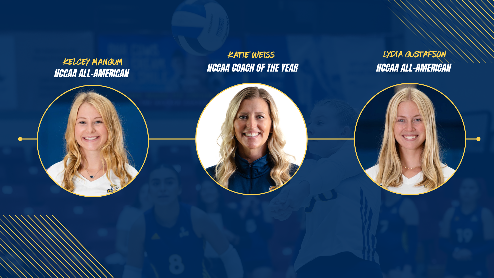 Award graphic of Kelcey MAngum, Katie Weiss, and Lydia Gustafson