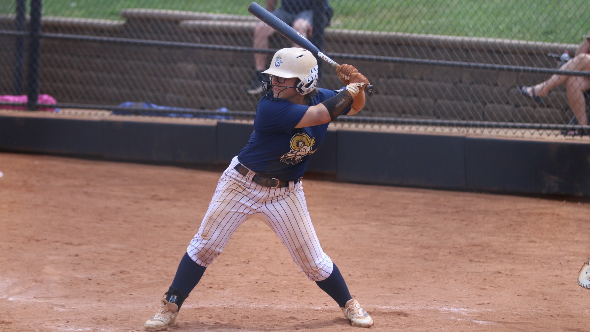Megan Stolzenbach loads at the plate for a pitch 