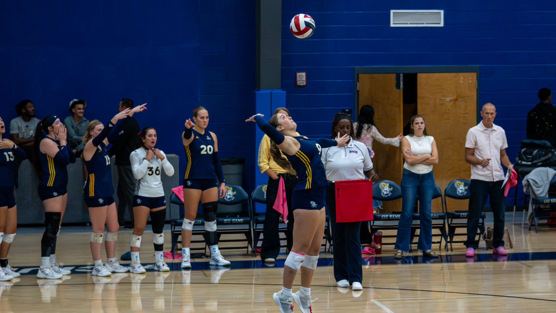 Alexa Brownell serves for CIU volleybal