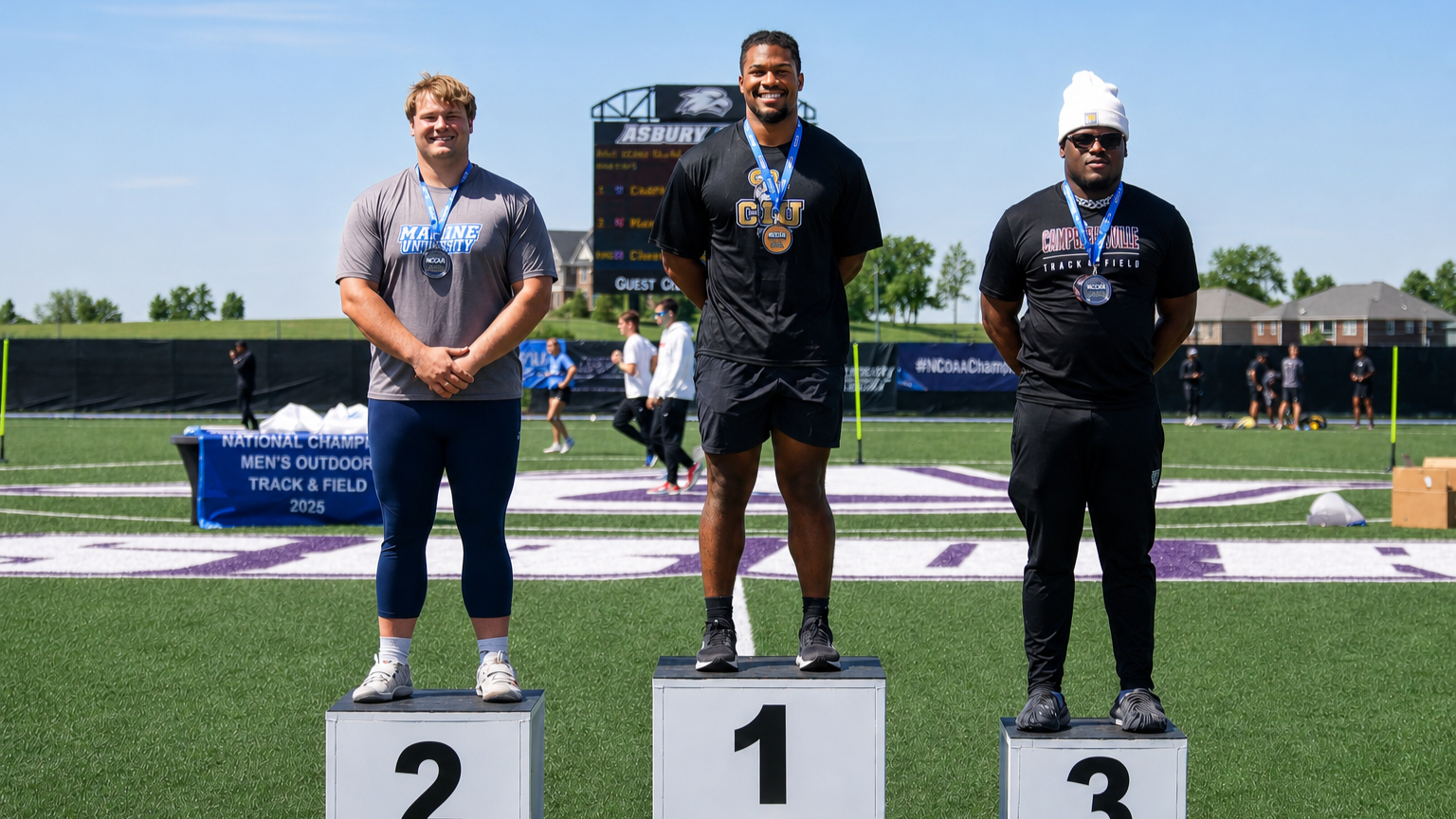 Cameron Montgomery poses after winning the shot put at the NCCAA National Championships 