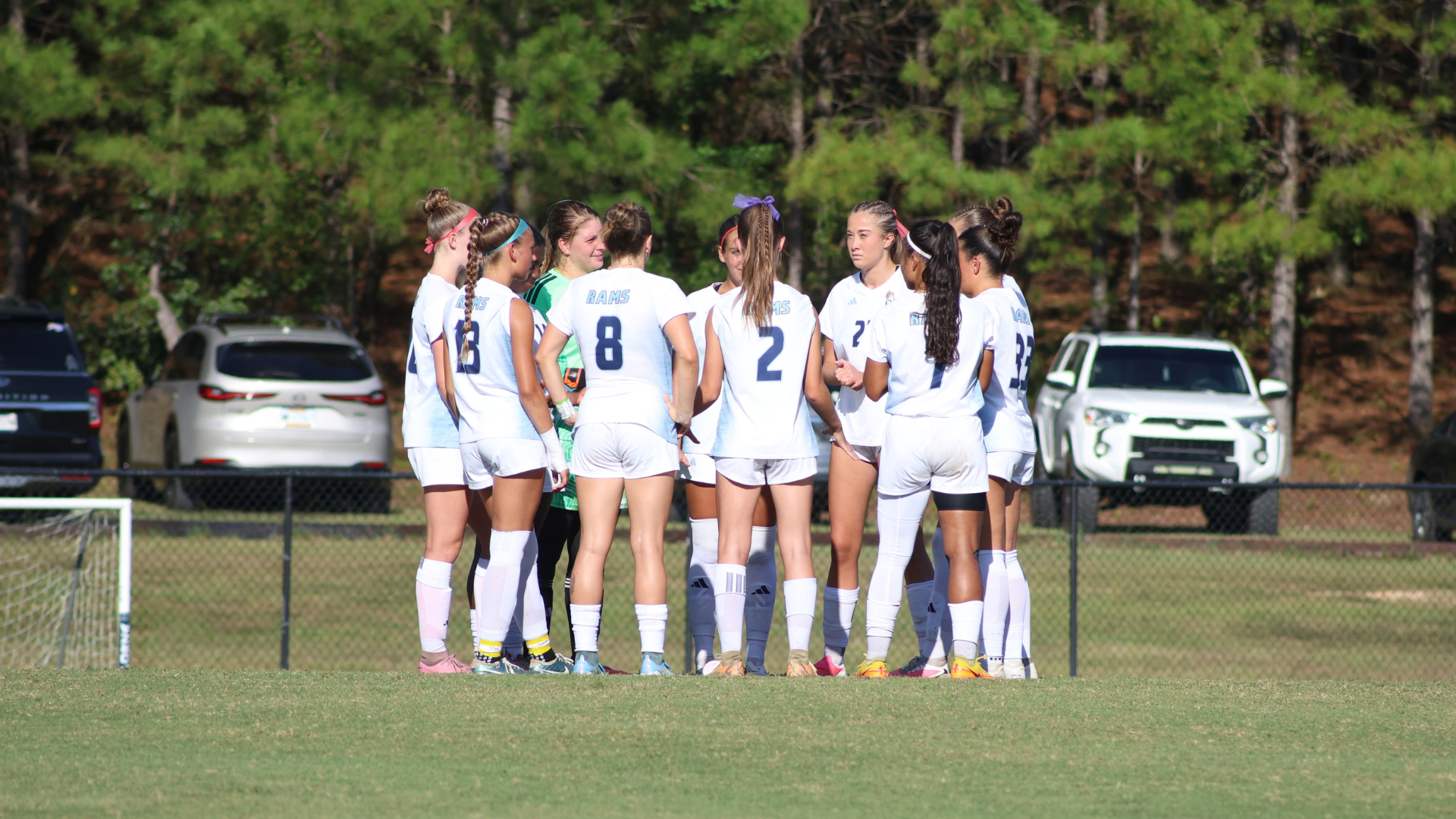 CIU women's soccer team huddle 