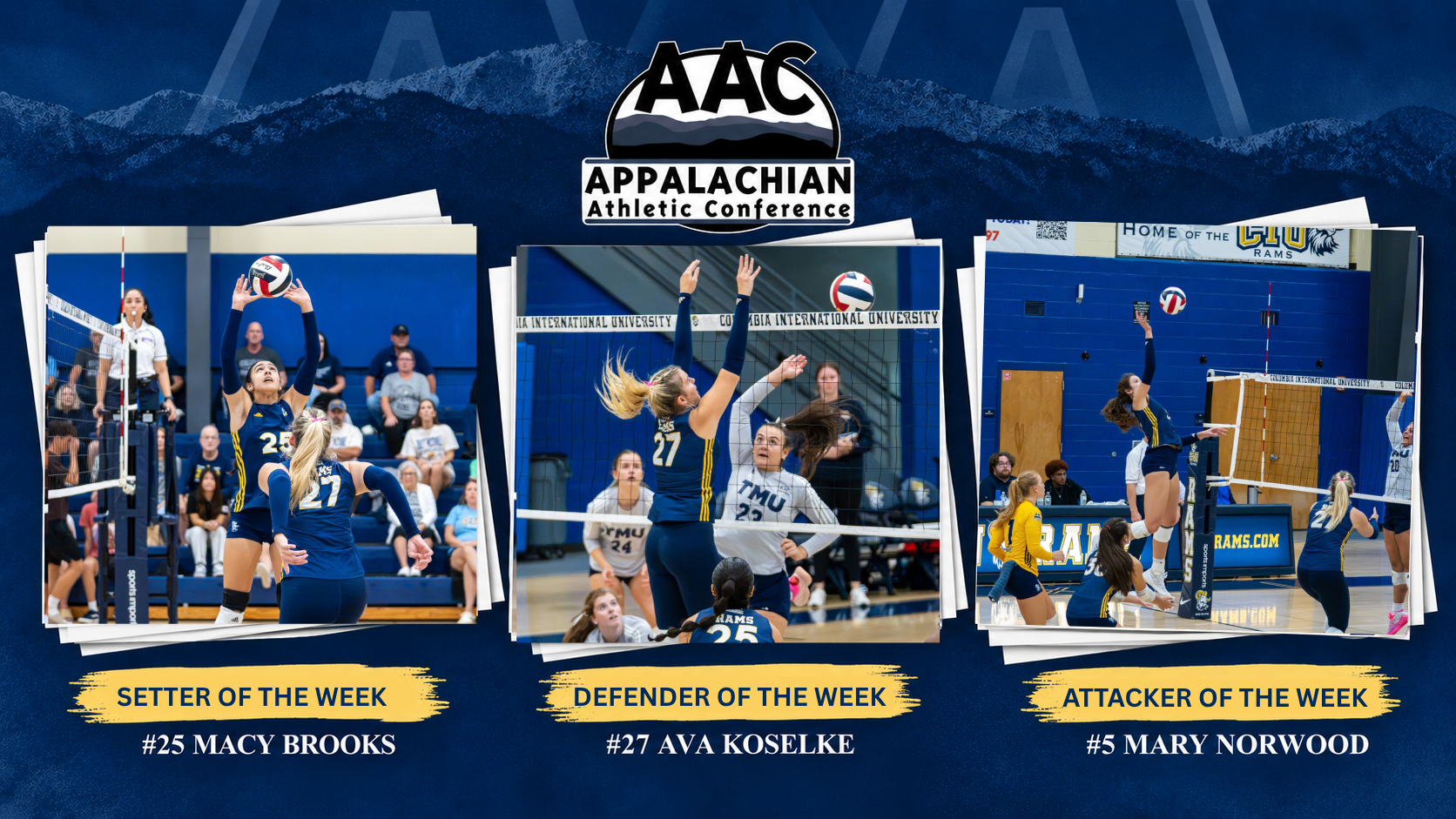 Graphic highlighting CIU volleyballs weekly awards. 