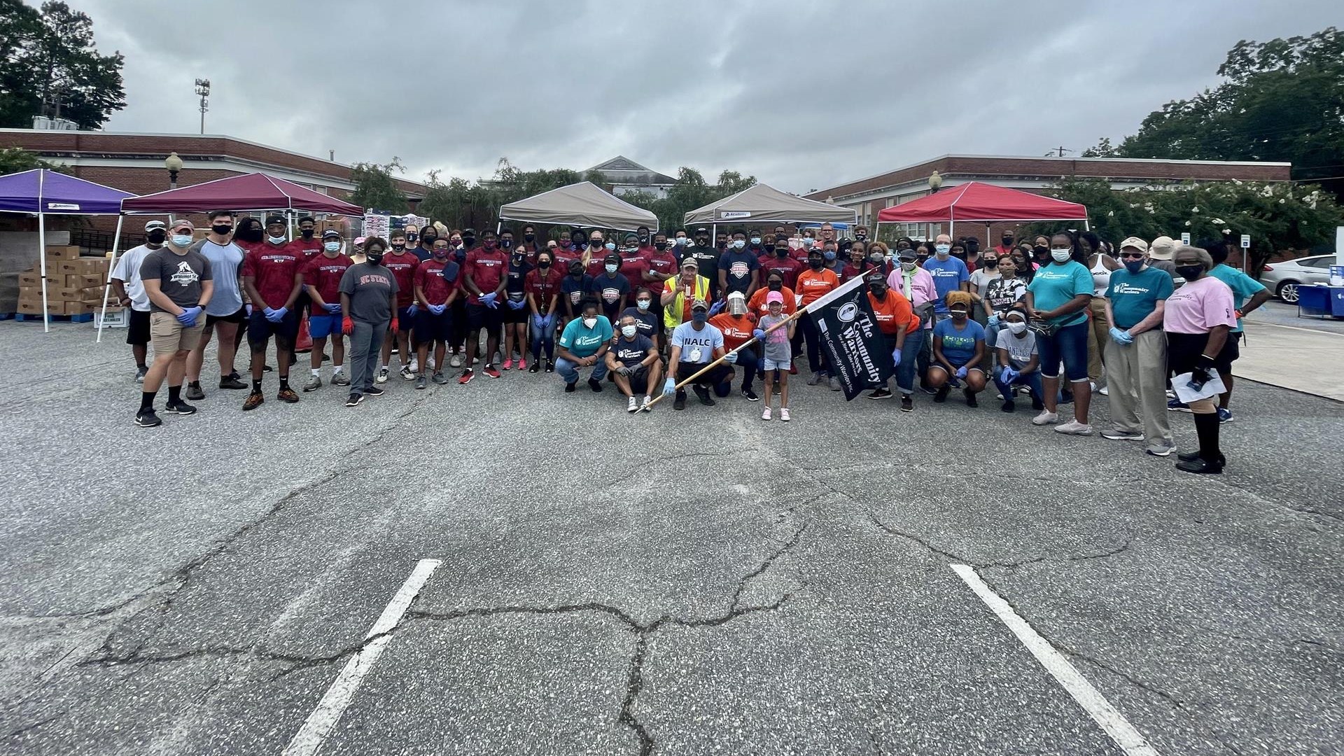 The CSU track & field team participates in the 2021 Columbus State University Day of Service.