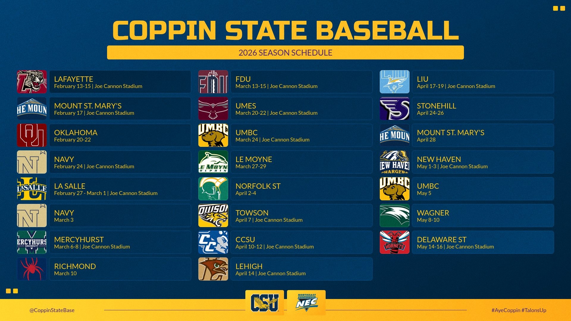 2026 BASEBALL SCHEDULE