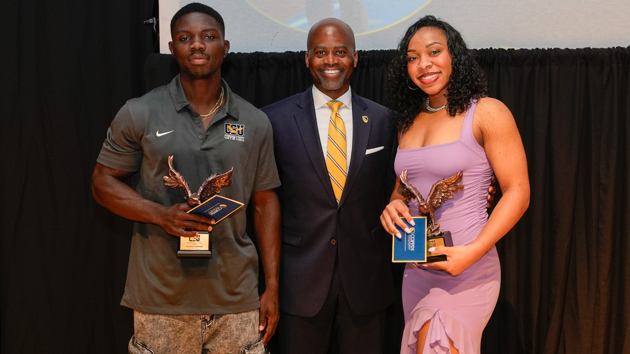 Dr. Jenkins with 2025 President's Eagle Winners Solomon Hammond & TaKenya Stafford