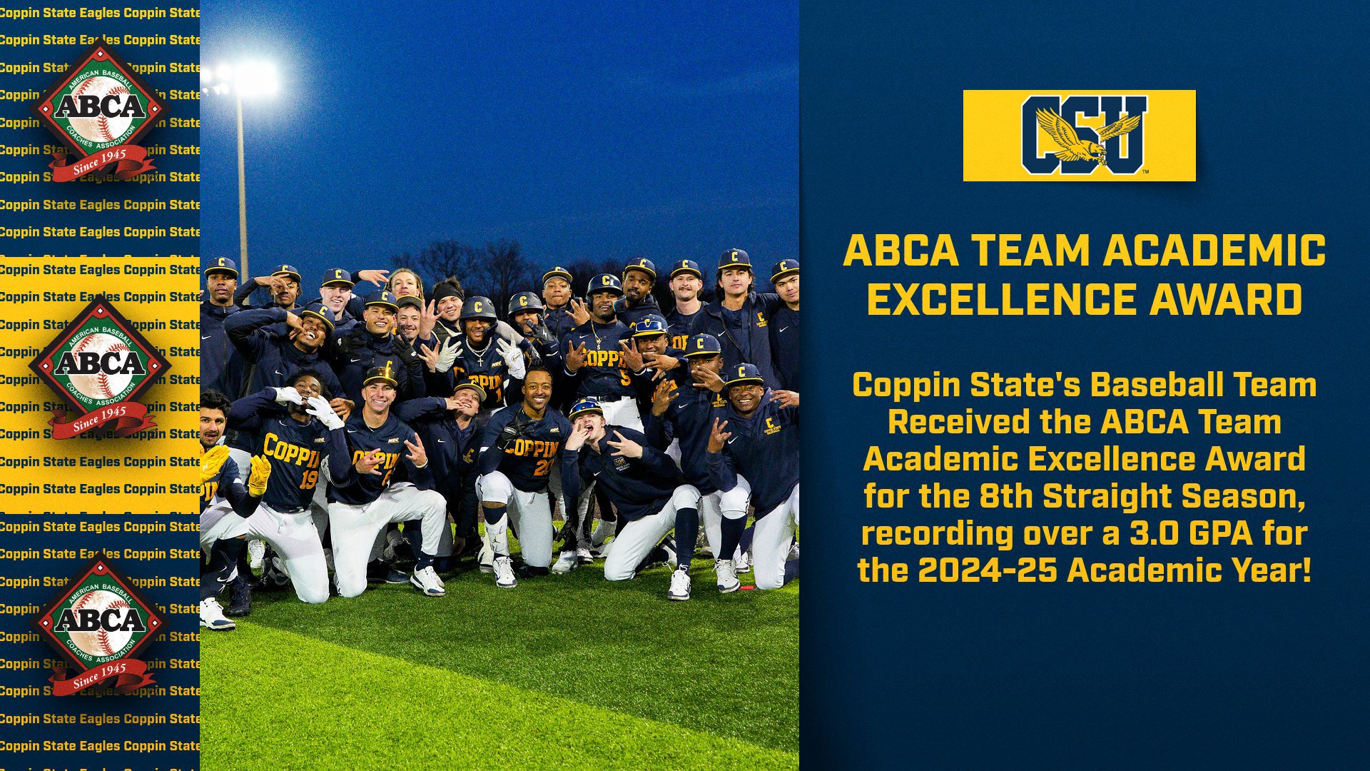 baseball wins abca academic excellence award