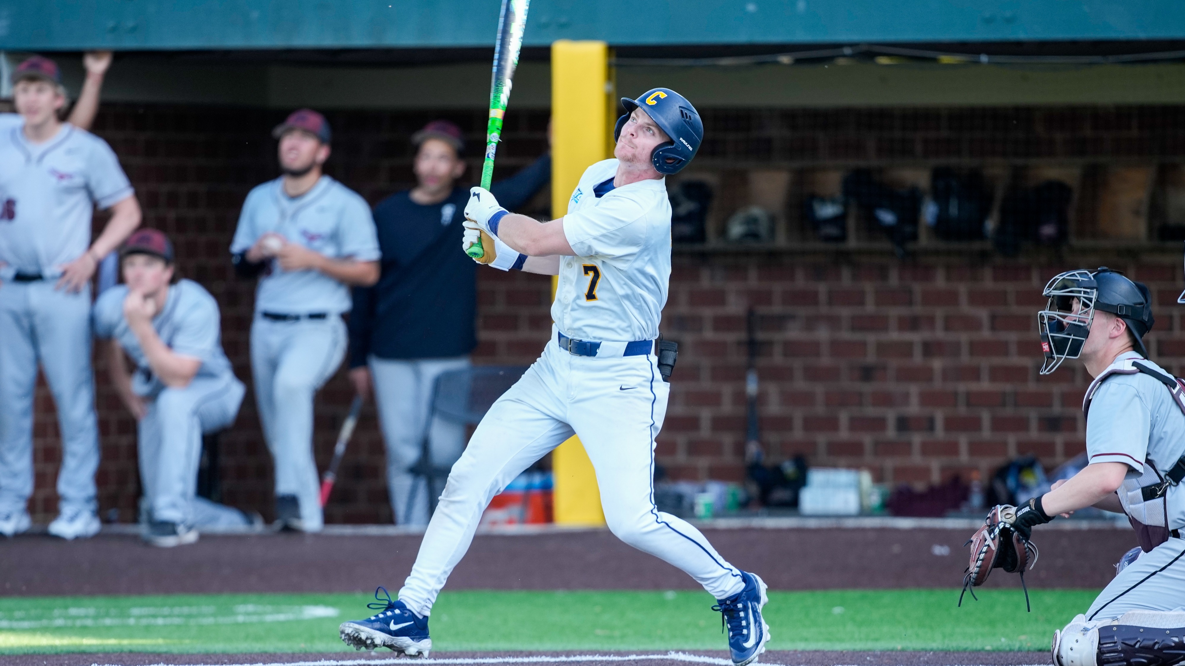 Hogan watches ball as he makes contact vs UMES
