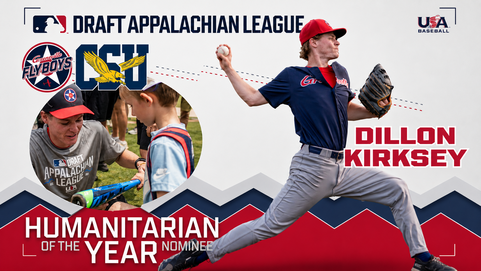 Kirksey is Greenveville Flyboys Nominee for Appy League Humanitarian of the Year Award