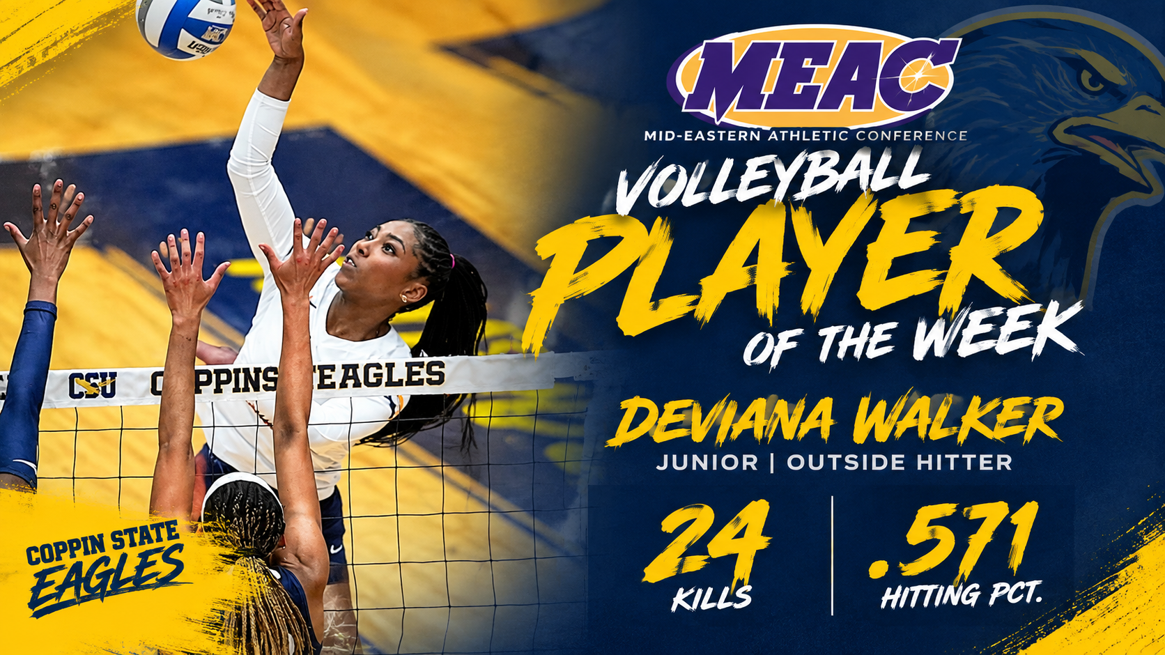 Devi Walker named meac vb potw 092826