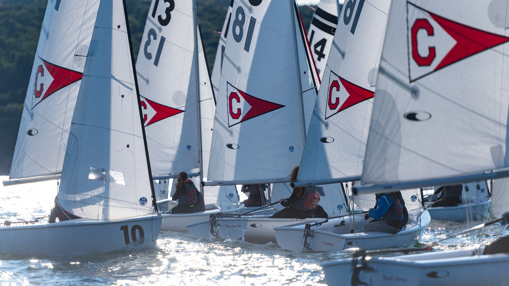 The Cornell Big Red women’s sailing team practices on Thursday, Sept. 15, 2022 on Cayuga Lake in Ithaca, NY.