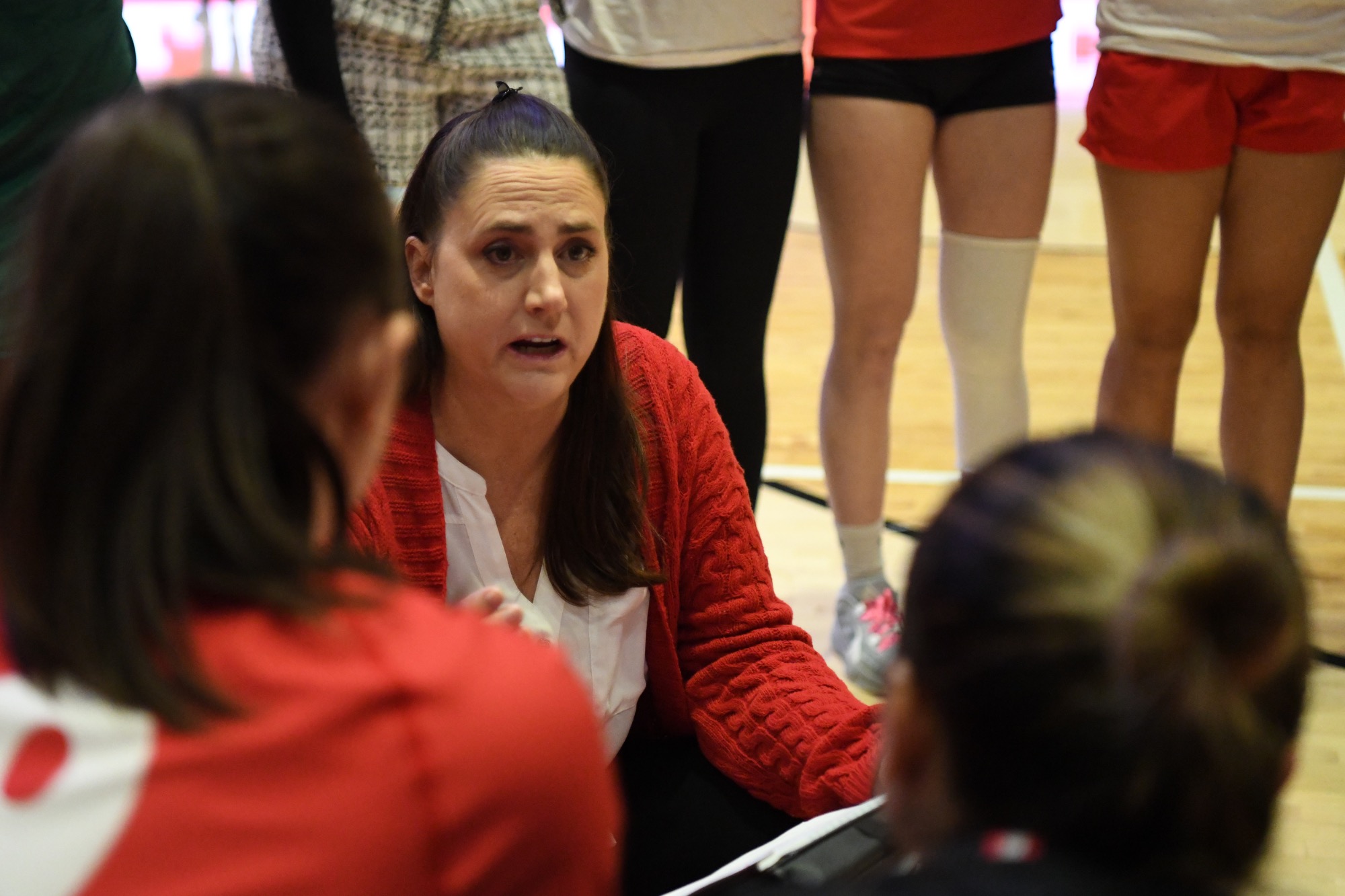 Cornell Volleyball's Head Coach, Trudy Vande Berg, on Nov. 16, 2024 at Newman Arena at Bartels Hall in Ithaca, NY. Cornell Volleyball fall to Yale 1-0 in the 1st set on senior day. (Caroline Sherman/Cornell Athletics)